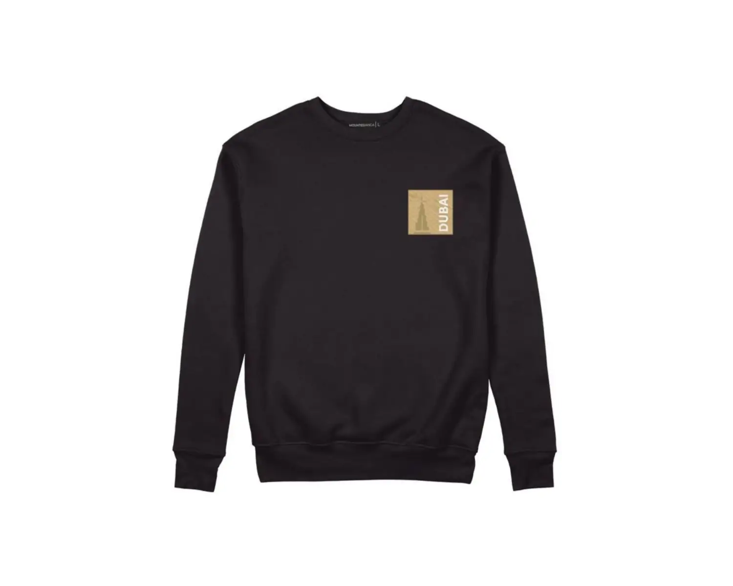 Siyah Dubai Baskılı Bisiklet Yaka Kapşonsuz Unisex Pamuklu Sweatshirt