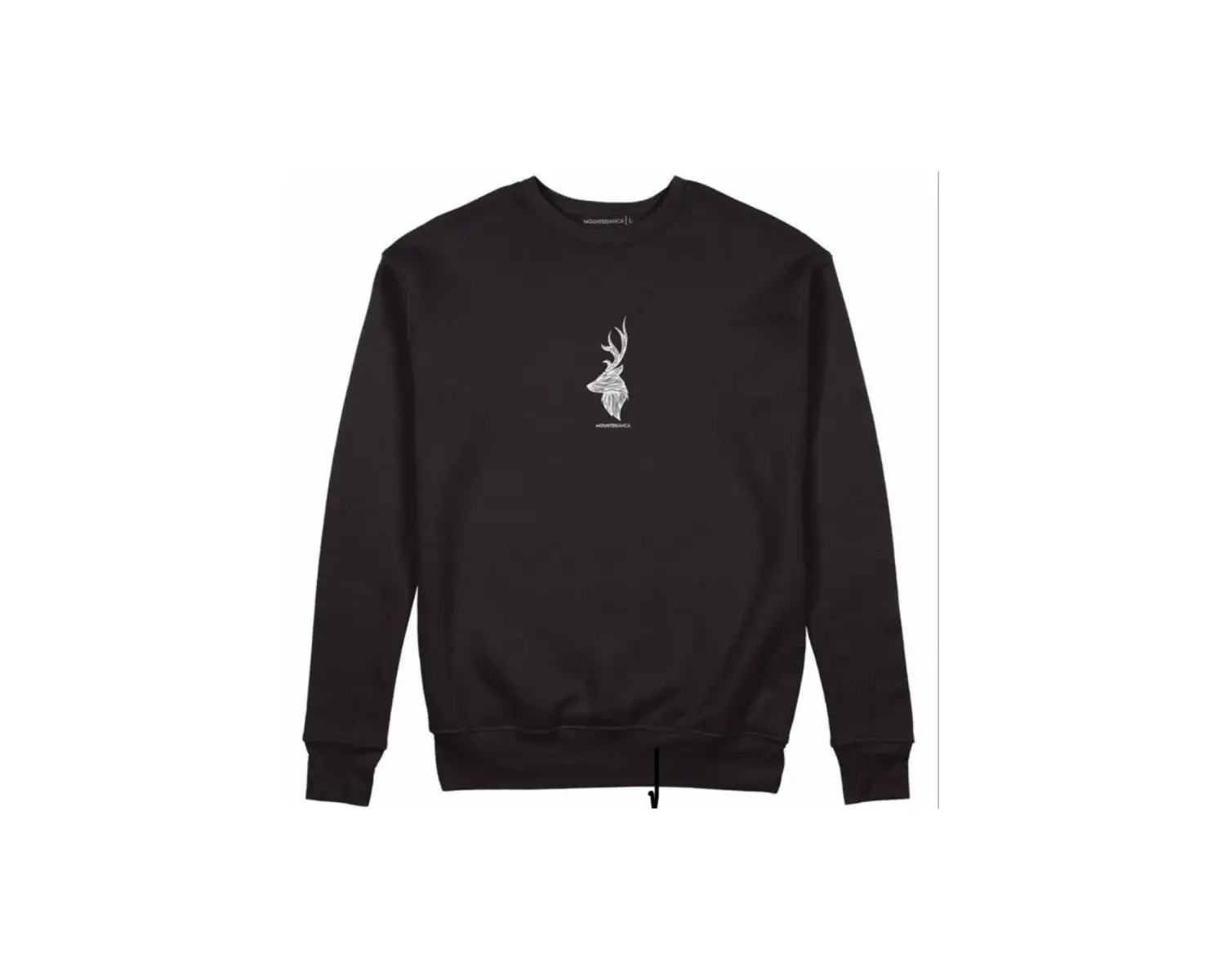 Siyah Geyik Baskılı 0 Yaka Pamuklu Unisex Sweatshirt