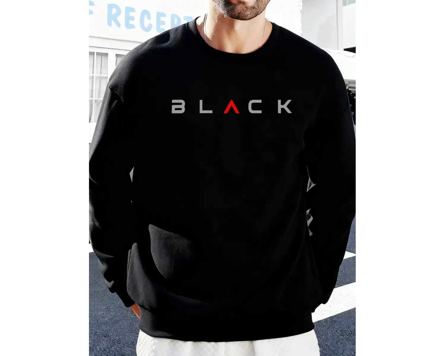 Siyah Harfli Yaratıcı Baskı Erkek Temel Giyim Bol Sweatshirt Spor Sokak Stili Kazak Rahat Yum