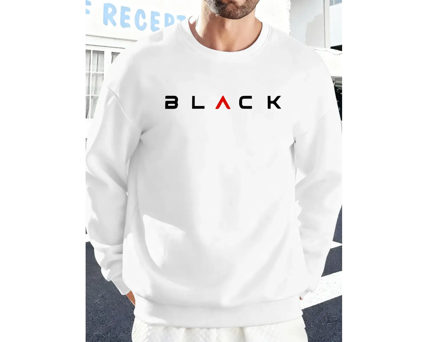 Siyah Harfli Yaratıcı Baskı Erkek Temel Giyim Bol Sweatshirt Spor Sokak Stili Kazak Rahat Yum