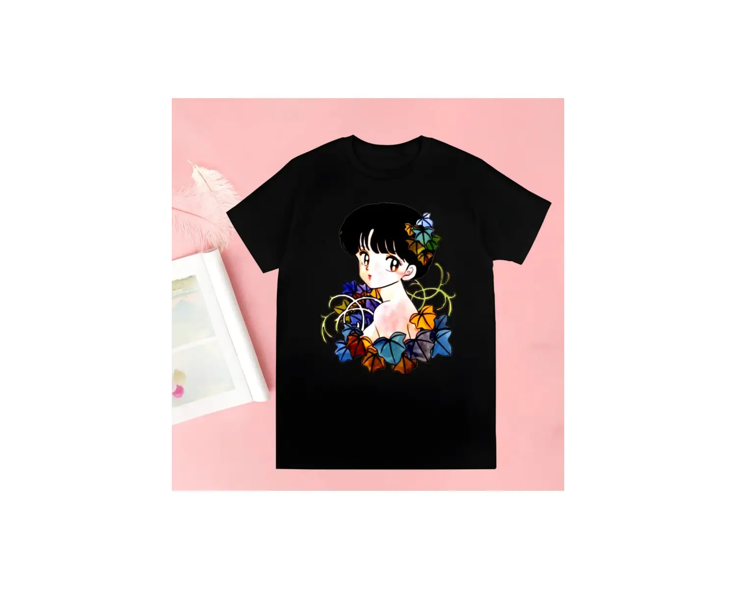 Siyah Inuyasha Yeni Baskı Tshirt Yaz Yenilik