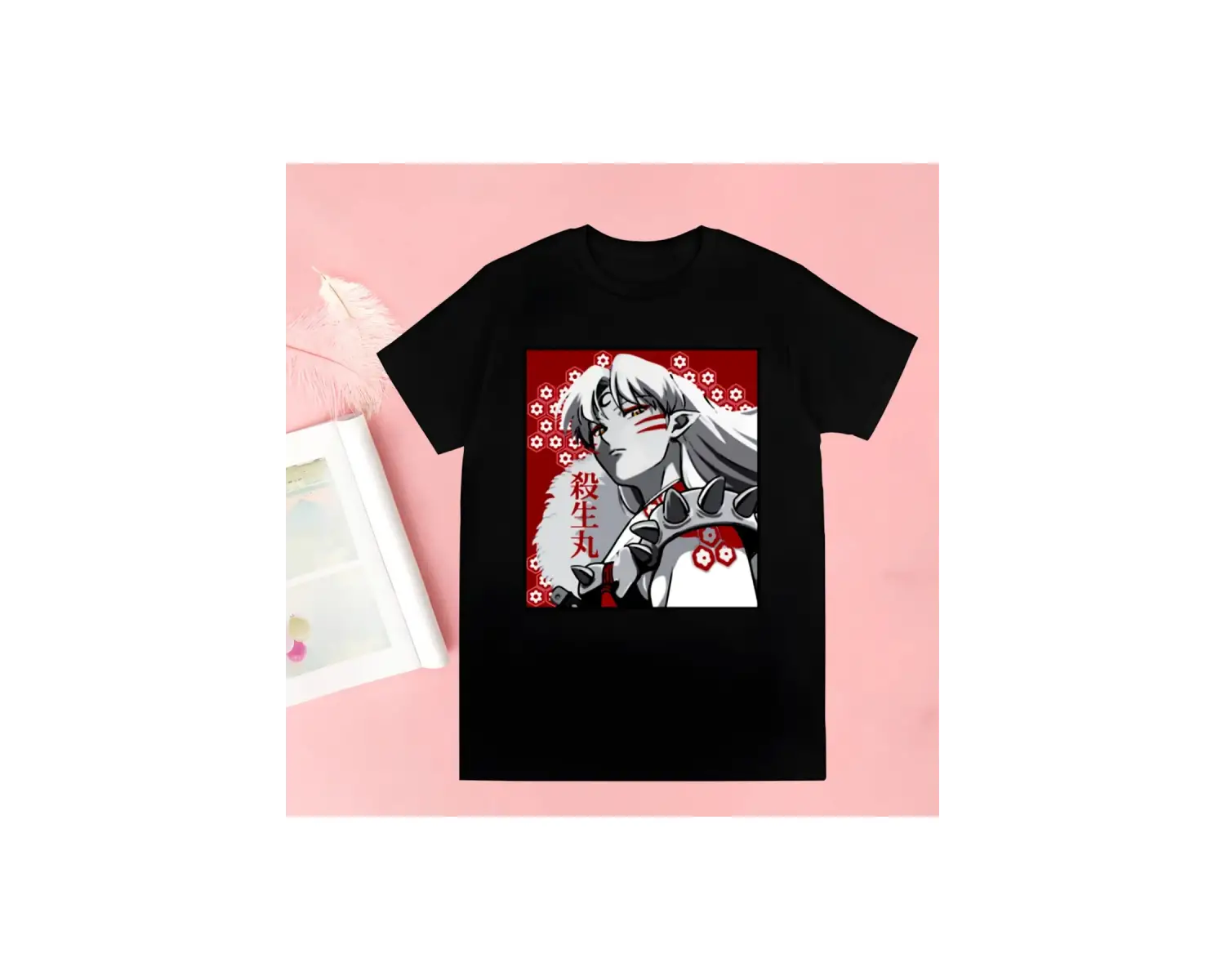 Siyah Inuyasha Yeni Baskı Tshirt Yaz Yenilik