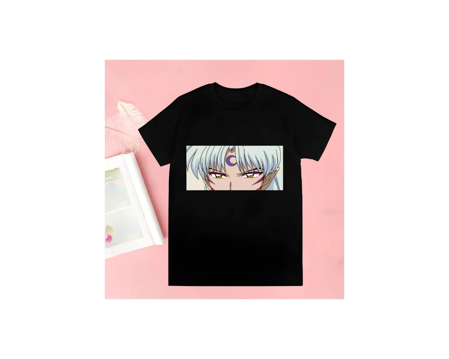 Siyah Inuyasha Yeni Baskı Tshirt Yaz Yenilik