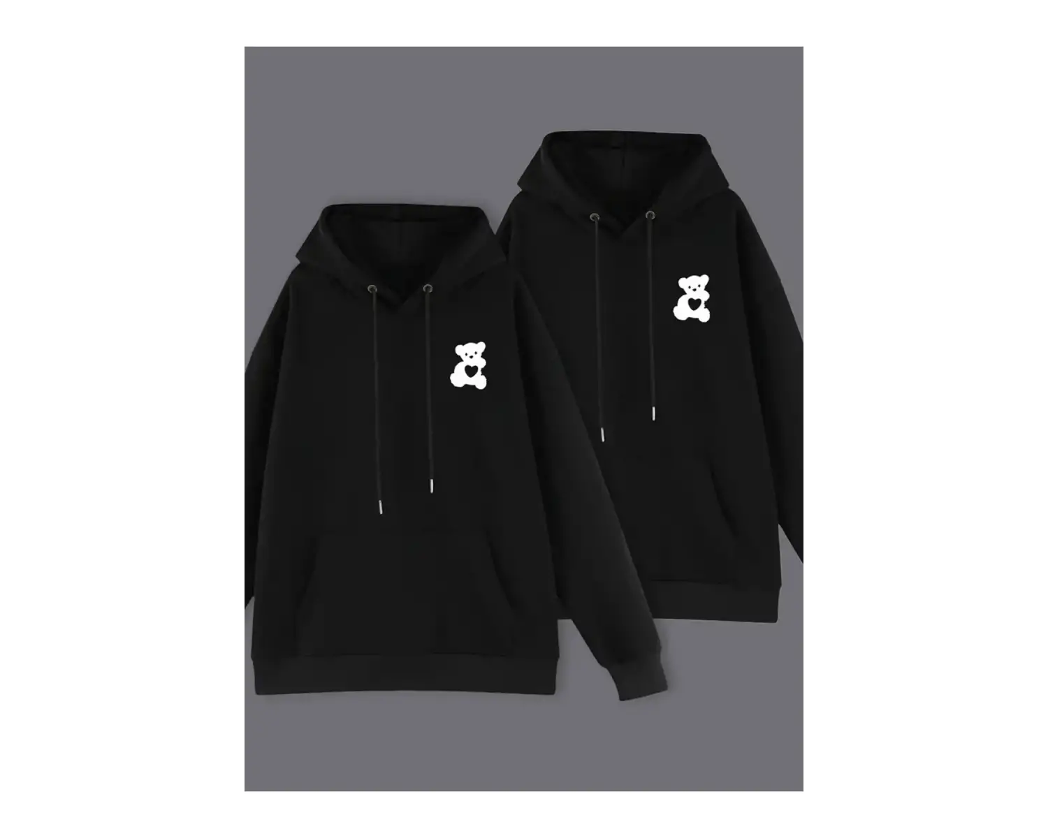 Siyah Kapşonlu Sweatshirt Çift Sevgili Kombinleri Couple Clothing