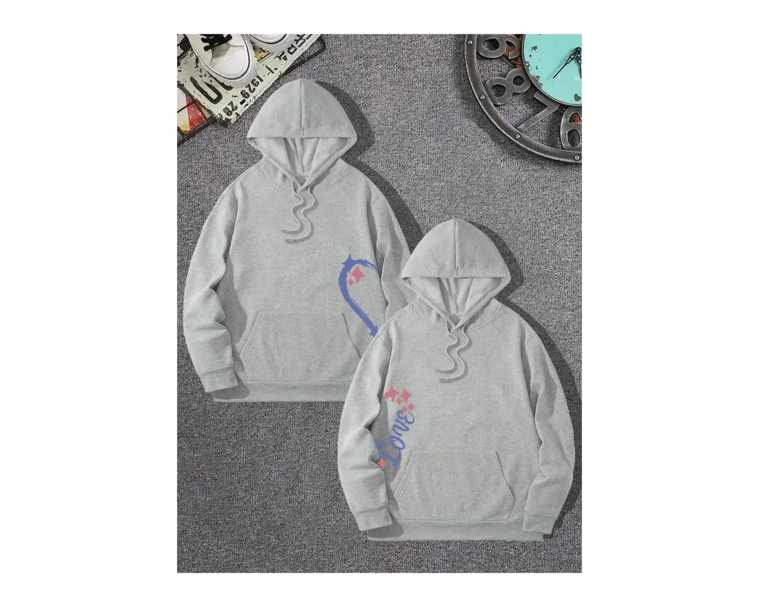 Siyah Kapşonlu Sweatshirt Çift Sevgili Kombinleri Couple Clothing