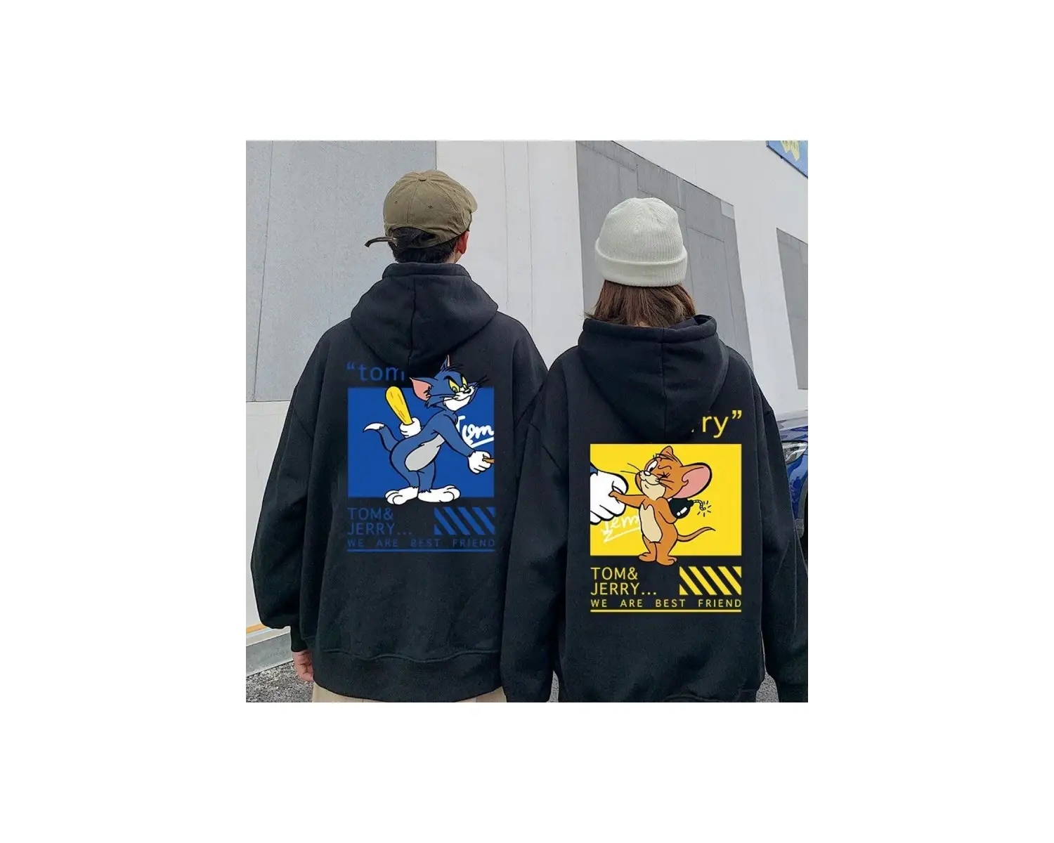 Siyah Kapşonlu Sweatshirt Çift Sevgili Kombinleri Couple Clothing