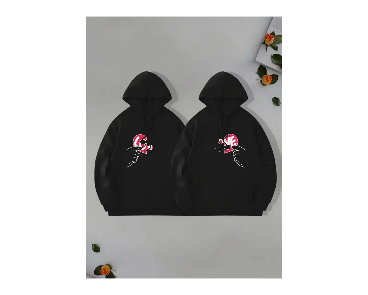 Siyah Kapşonlu Sweatshirt Çift Sevgili Kombinleri Couple Clothing