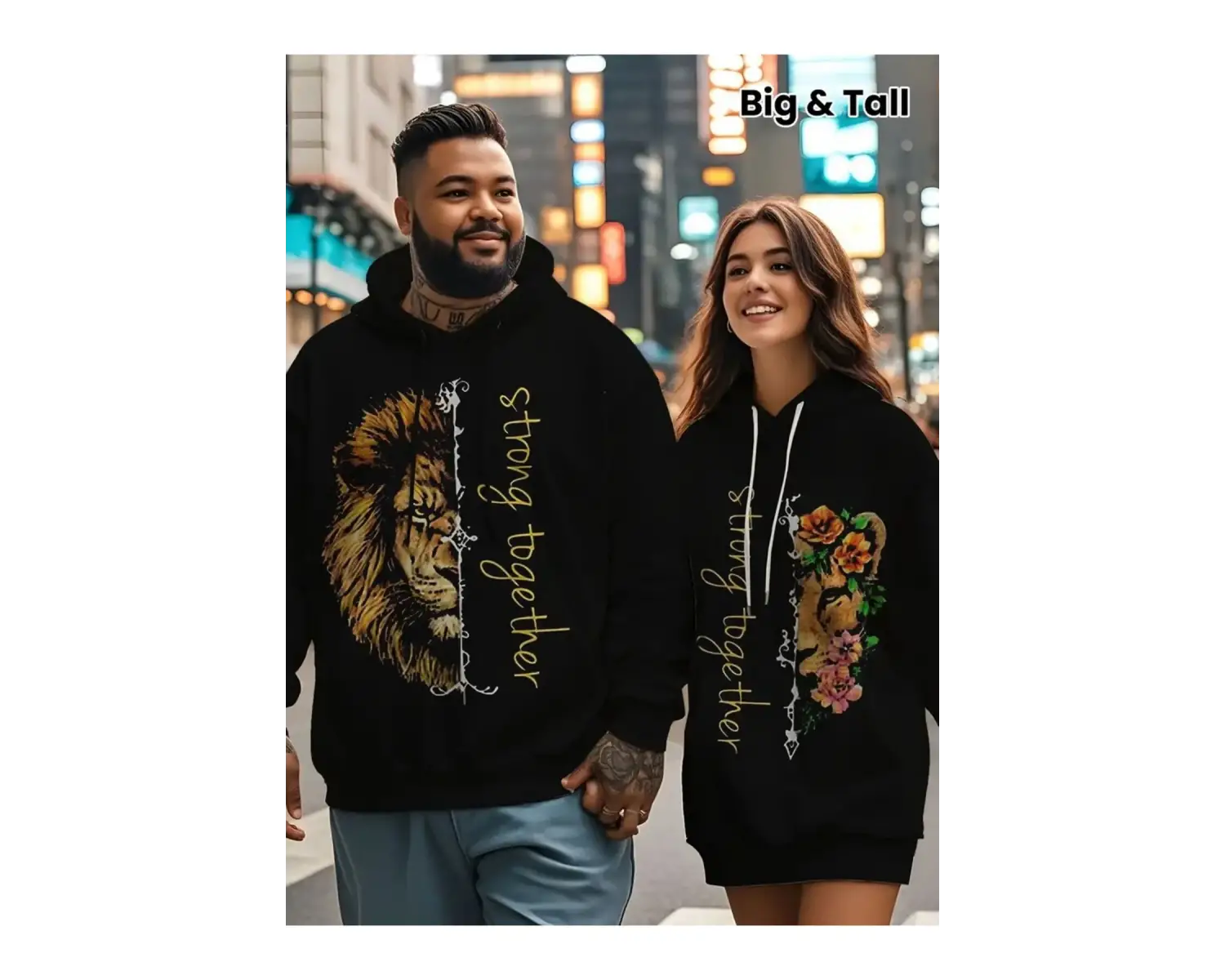 Siyah Kapşonlu Sweatshirt Çift Sevgili Kombinleri Couple Clothing