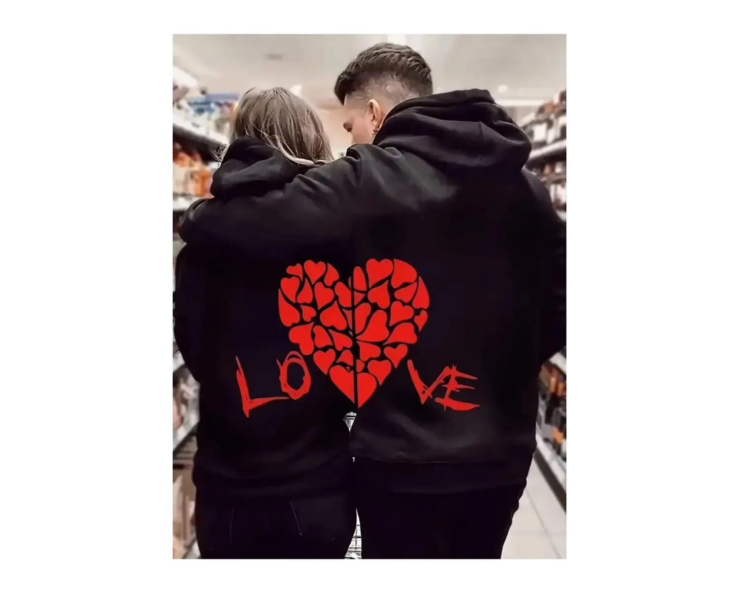 Siyah Kapşonlu Sweatshirt Çift Sevgili Kombinleri Couple Clothing