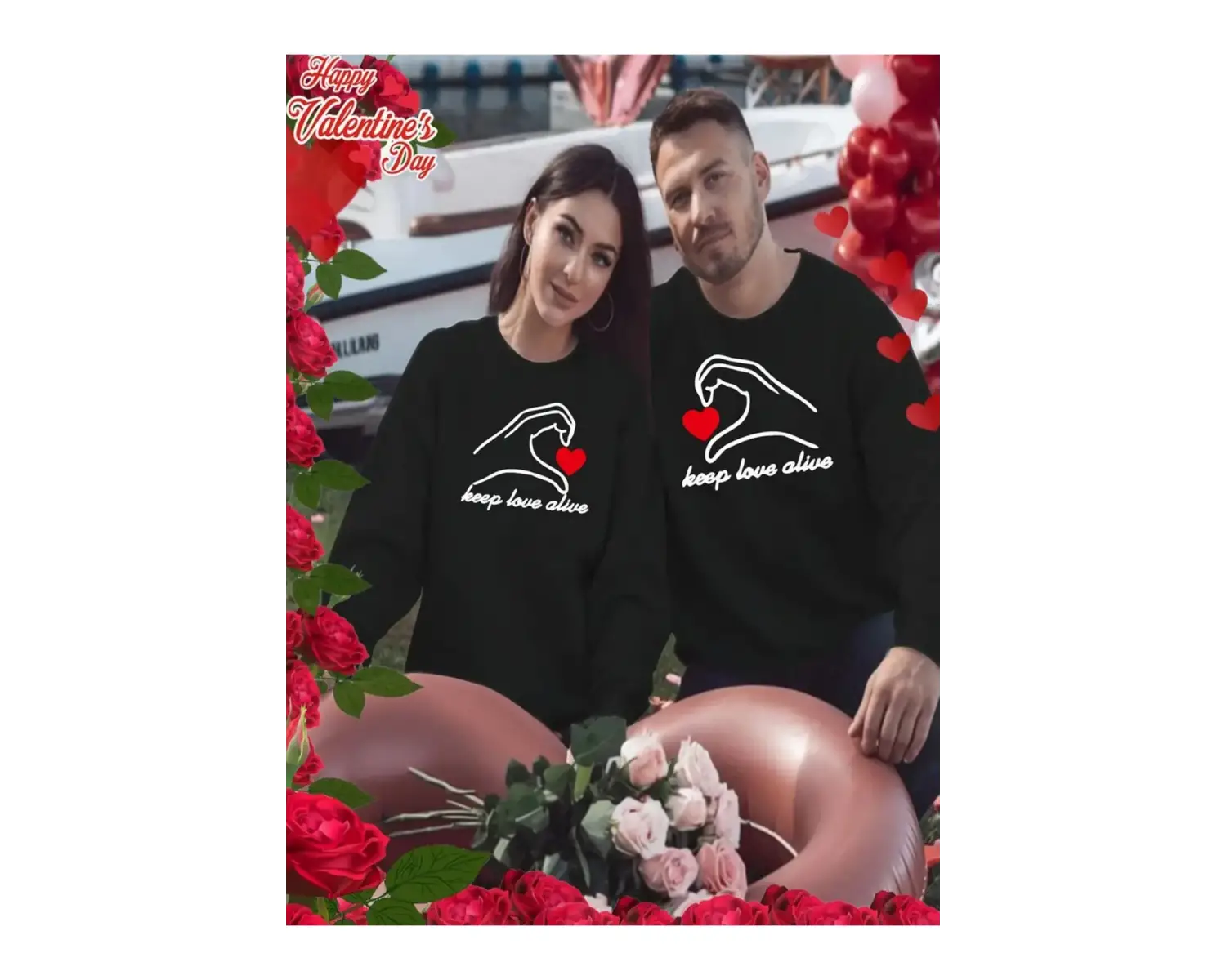 Siyah Kapşonlu Sweatshirt Çift Sevgili Kombinleri Couple Clothing