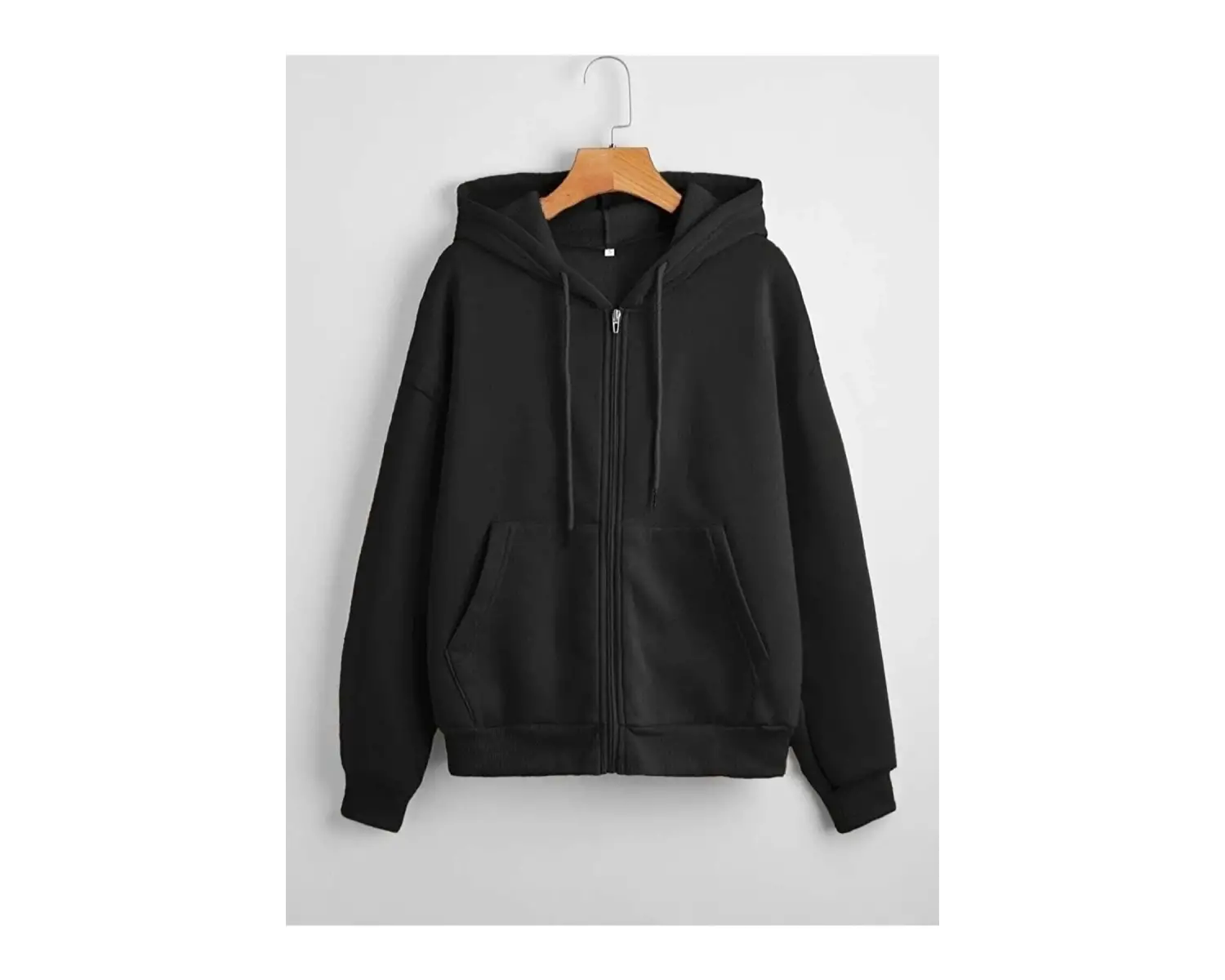 Siyah Kapüşonlu Fermuarlı Sweatshirt