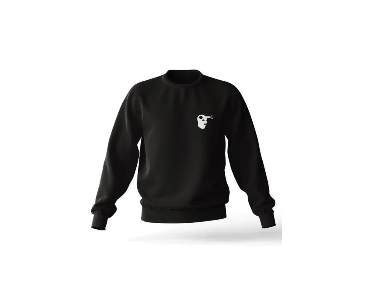 Sıyah Karpşonsuz 0 Yaka Pamuklu Oversıze Baskılı Sweatshirt Siyah