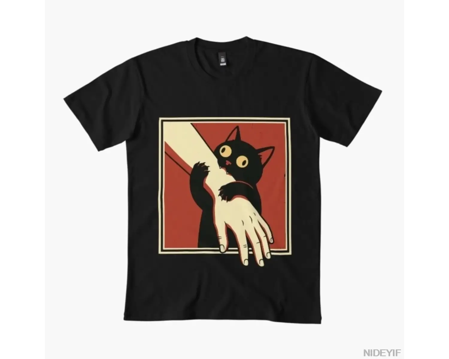 Siyah Kedi Isıran Kol kedi sevgilisi T-shirt Erkekler Kadınlar Için % 100% Pamuk T Shirt Kısa