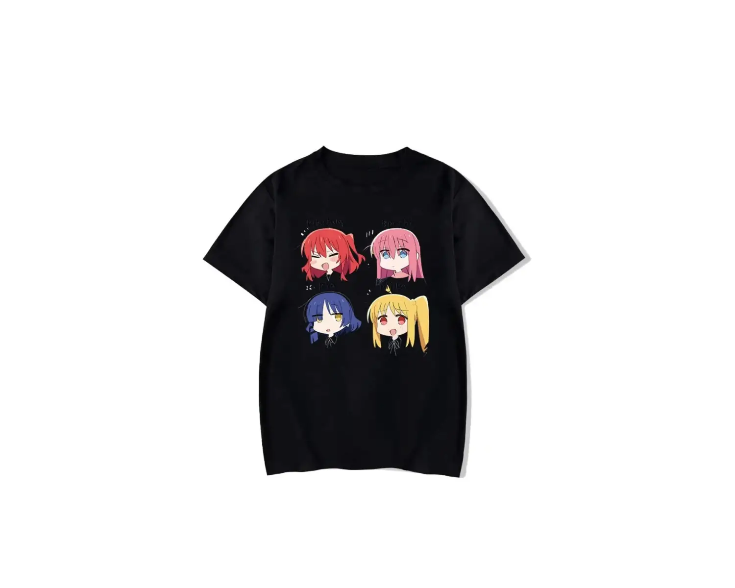 Siyah Klasik Özel Baskı Bocchi The Rock Goto Ichimonji Manga Anime Hip-Hop Desenli Tiş