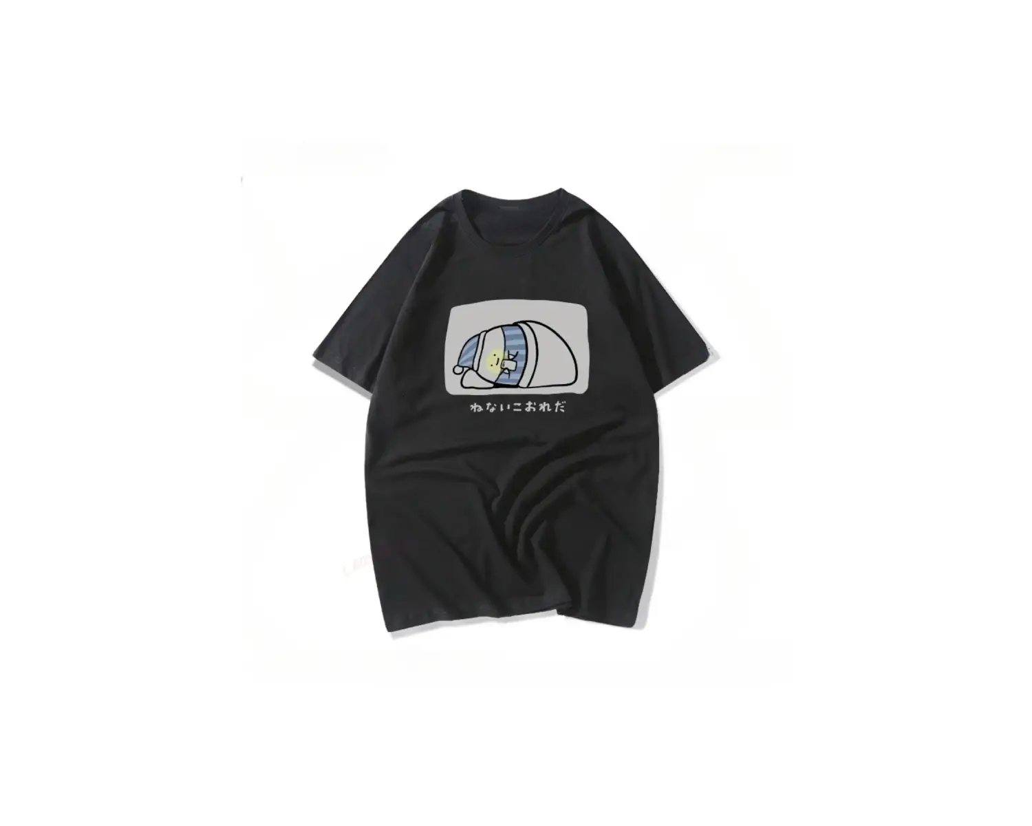 Siyah Komik Sloganı Im Late for Work Mizah Vintage Japonya Kanji Hiçbir Fikir Baskılı T Sh