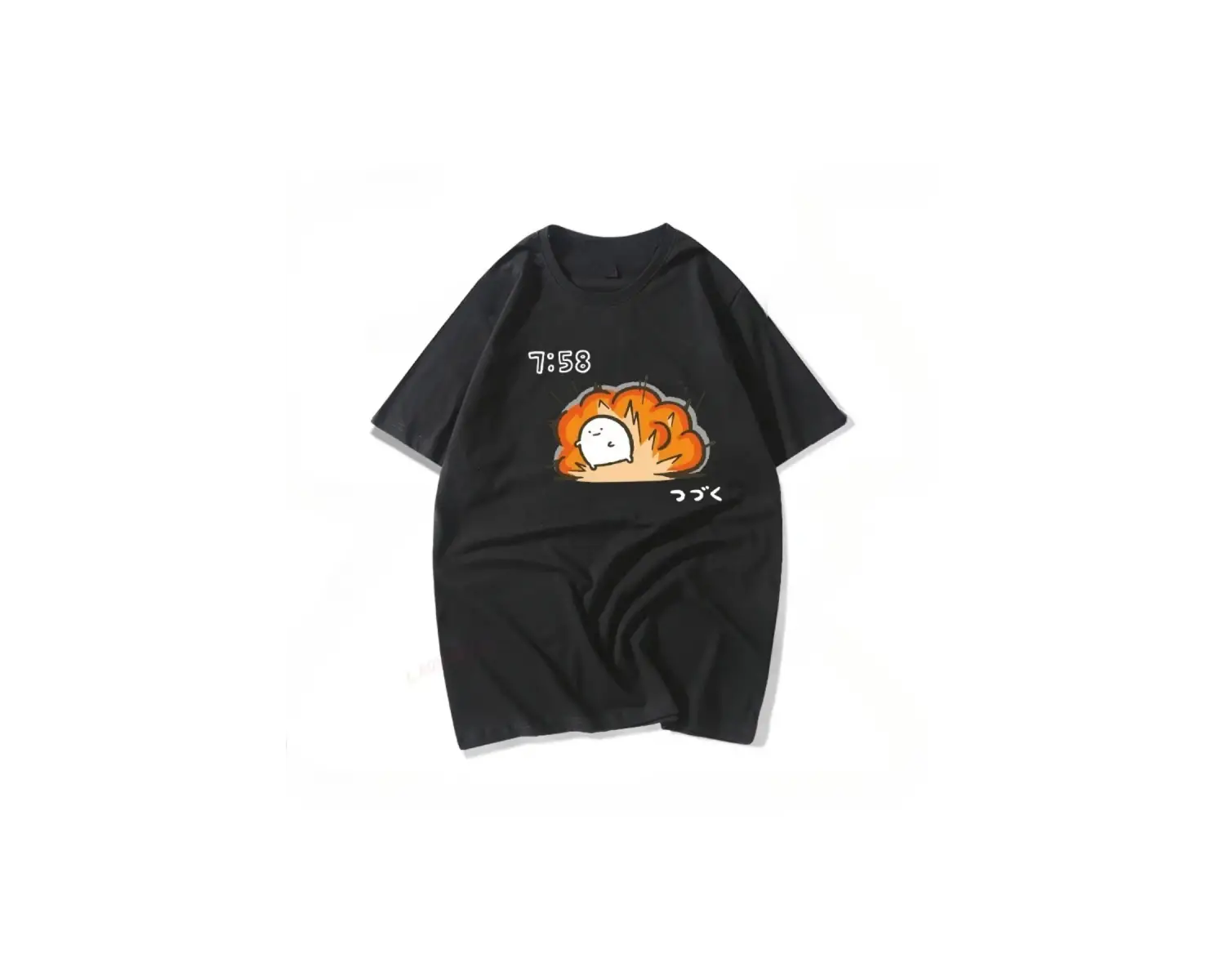 Siyah Komik Sloganı Im Late for Work Mizah Vintage Japonya Kanji Hiçbir Fikir Baskılı T Sh