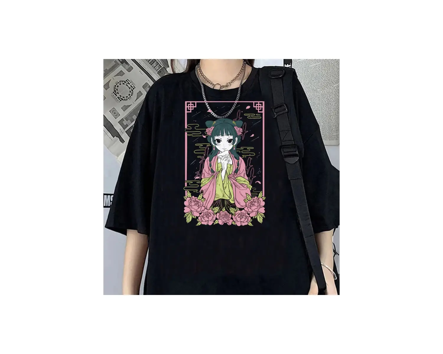 Siyah Kusuriya Hiçbir Hitorigoto Maomao Kawaii Karikatür Tshirt Anime Este