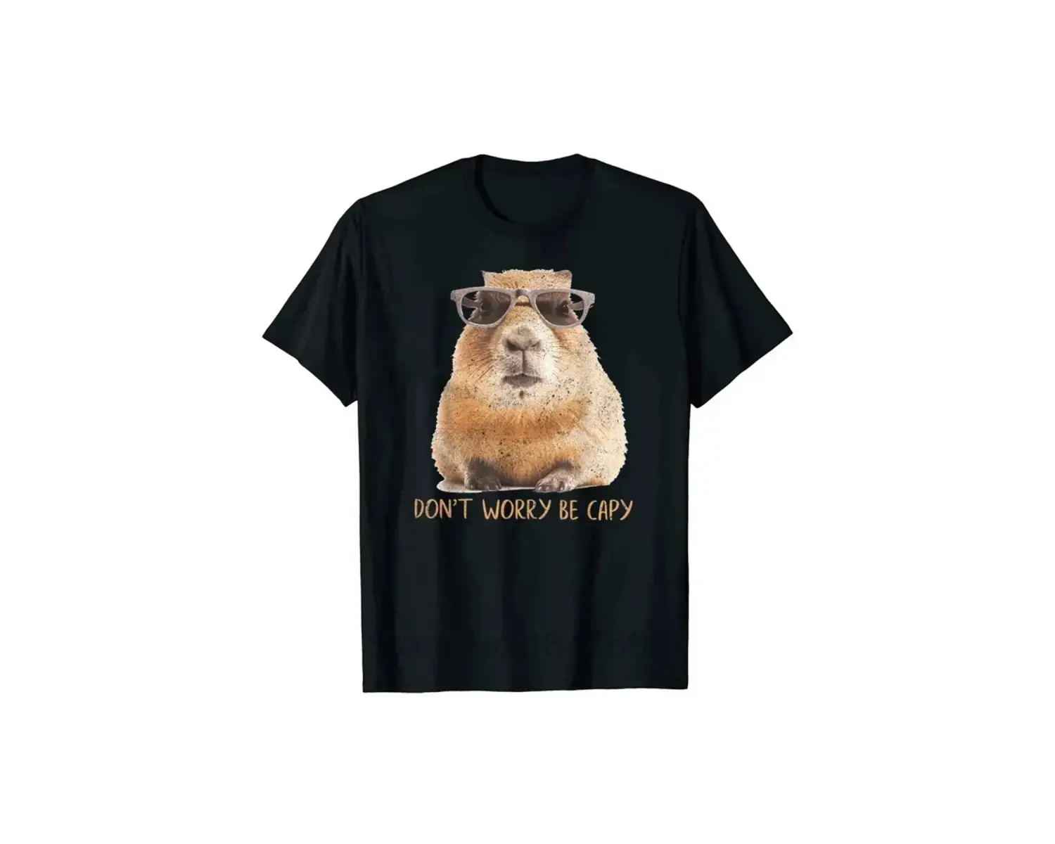 Siyah lar için baskılı Komik Kapibara TShirtRetro Desen Yaz Yuvarla