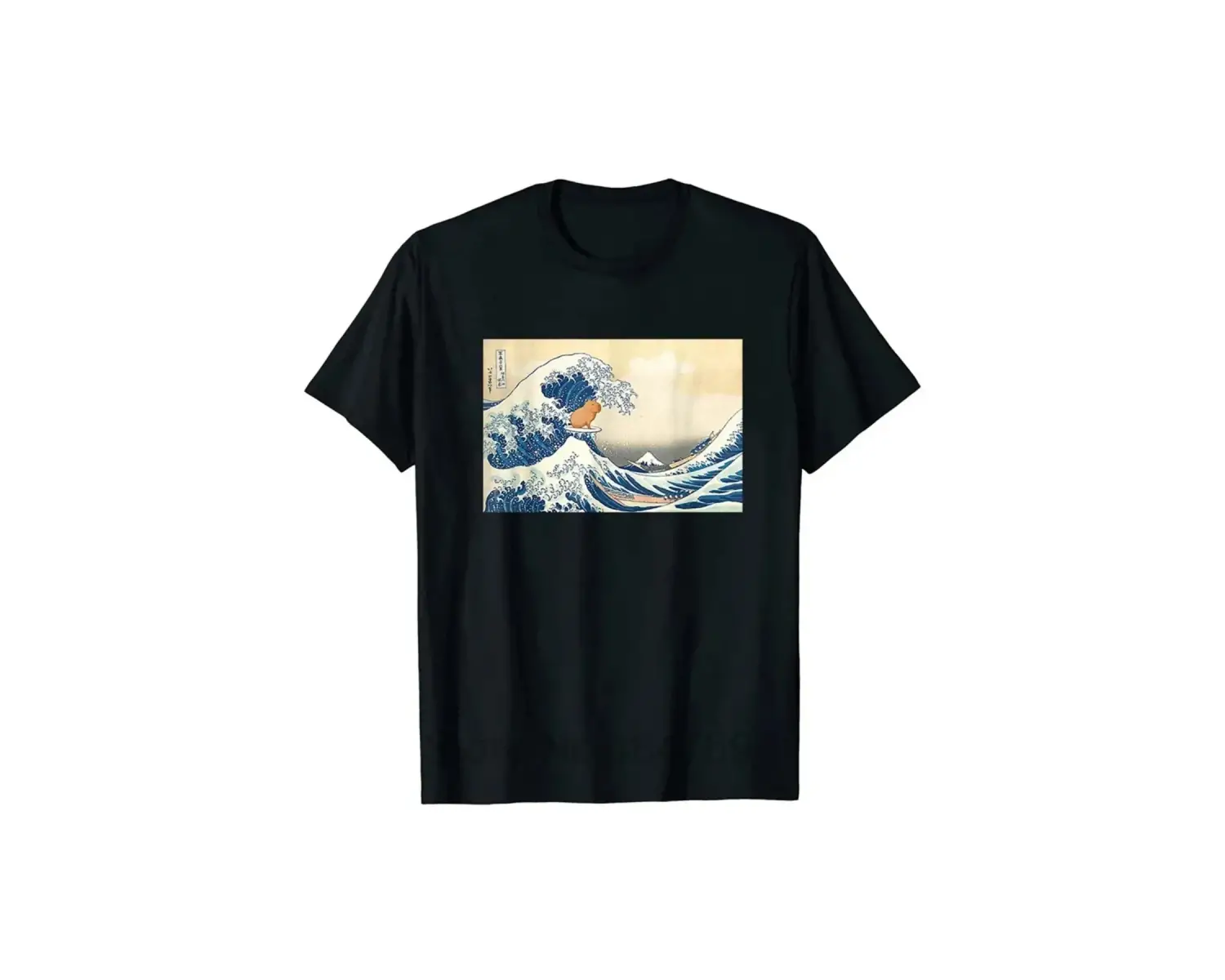 Siyah lar için baskılı Komik Kapibara TShirtRetro Desen Yaz Yuvarla