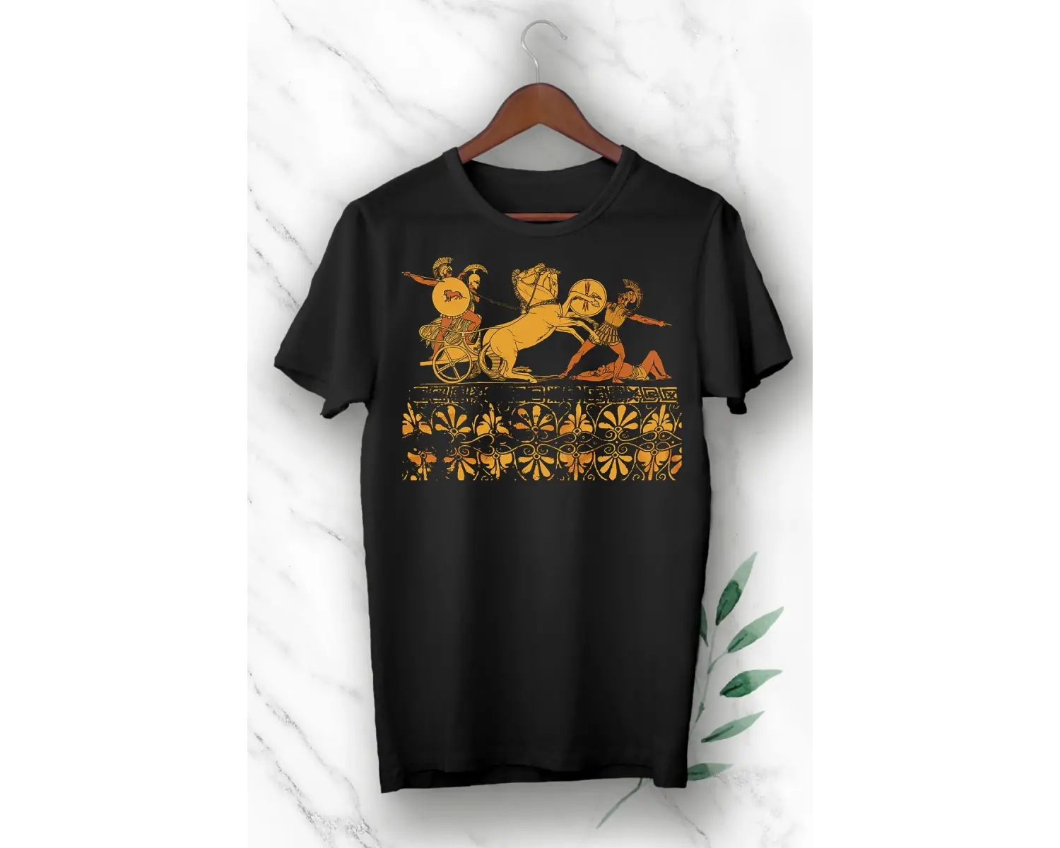 Siyah Mitoloji Truva Prensi Hektor Baskılı Unısex Tişört