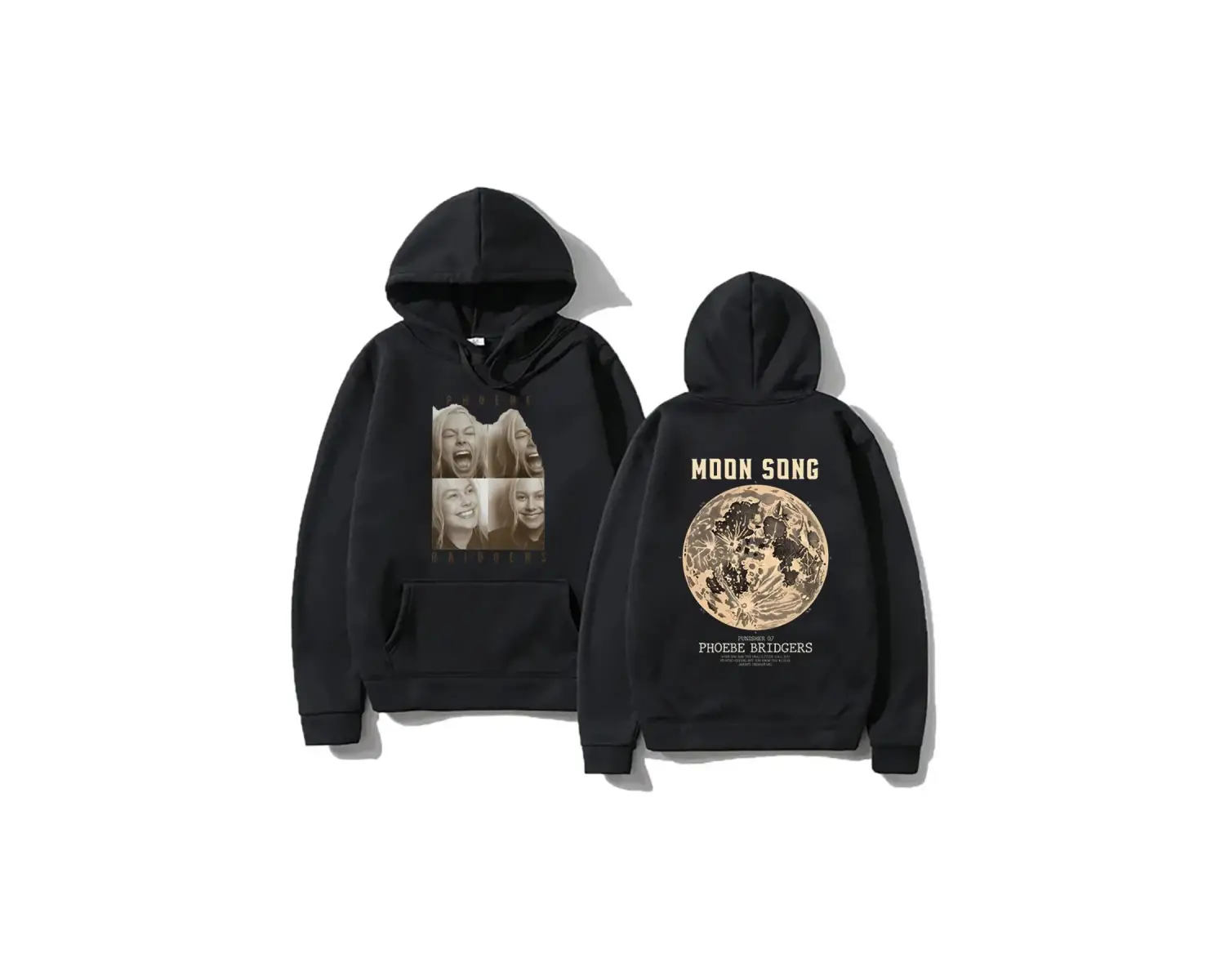 Siyah Moda rahat Hoodies Phoebe bripocket Indie halk Unisex Hoody ile boy yönlü y