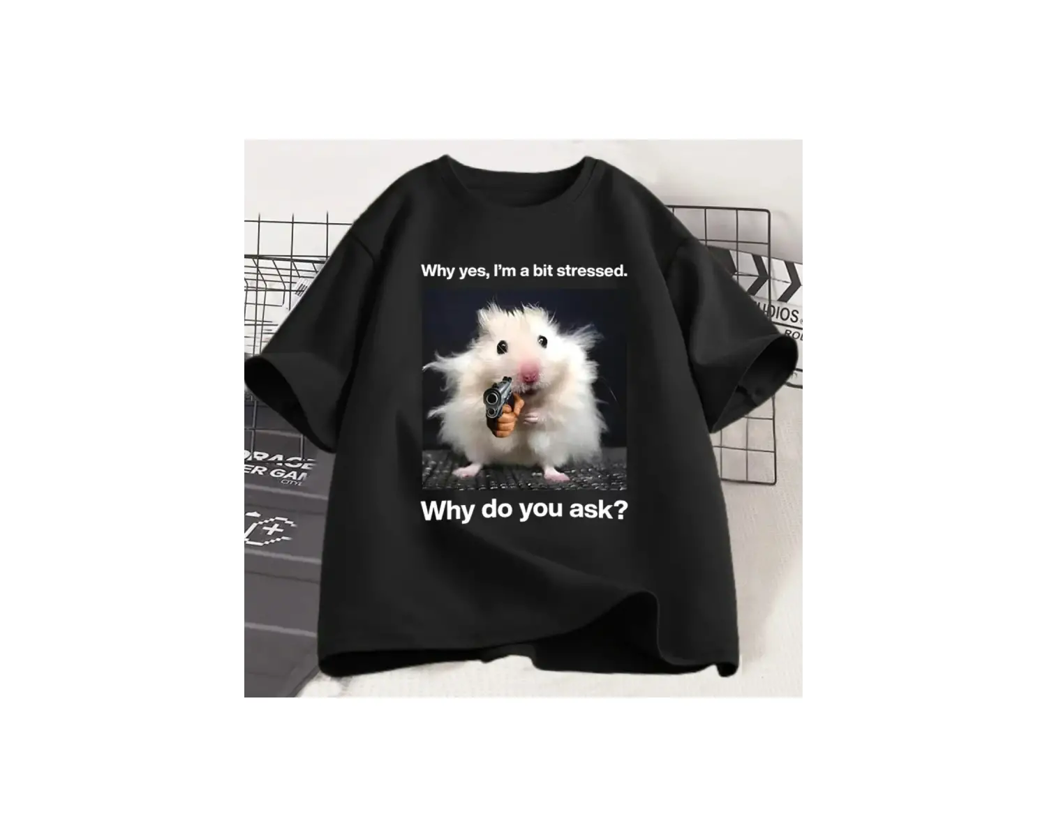 Siyah Neden Bu Kadar Stres Komik Baskı Weirdcore Unhinged Hayvan Fare Gra