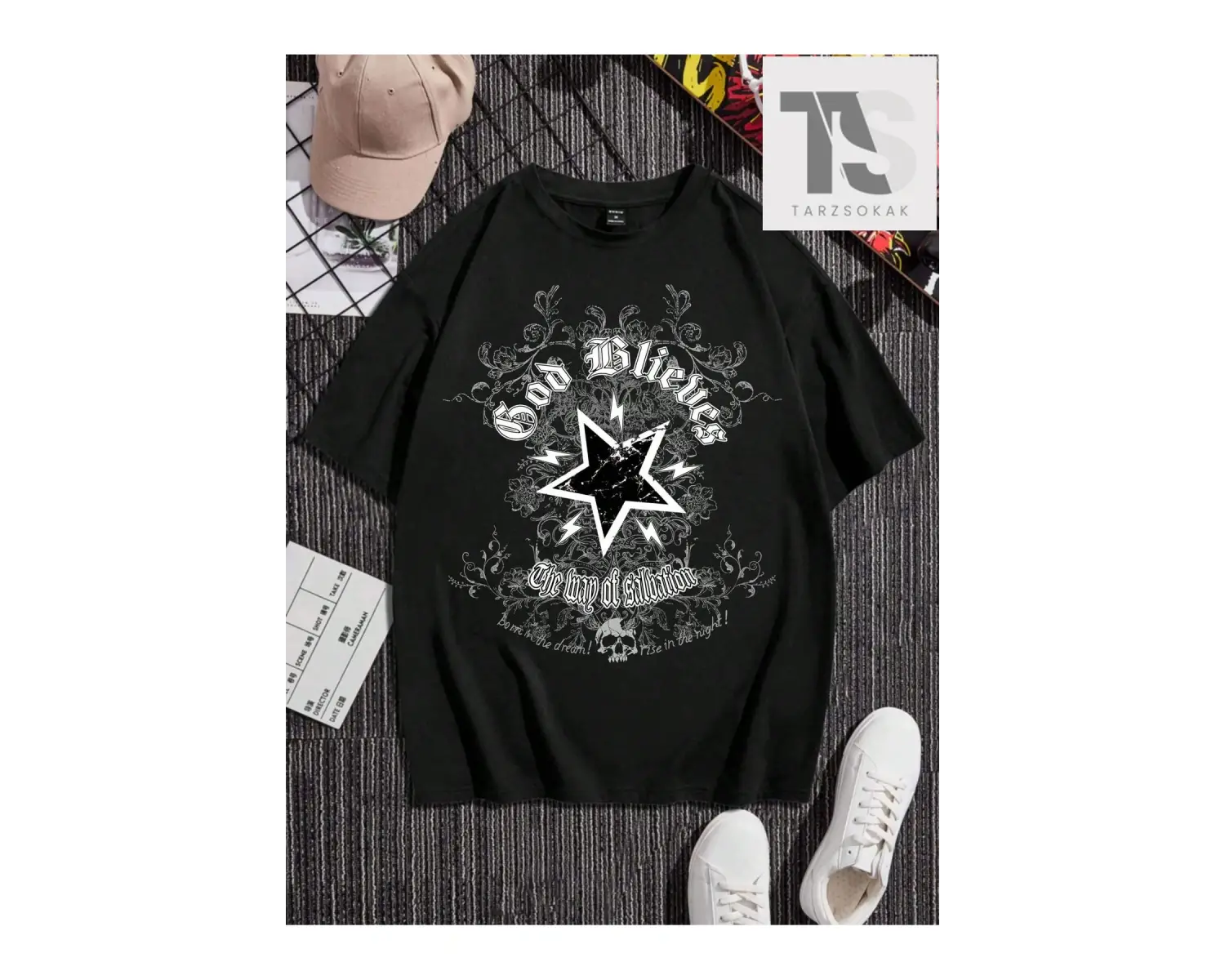 Siyah Örme Bisiklet Yaka Kısa Kollu Erkek Tişört