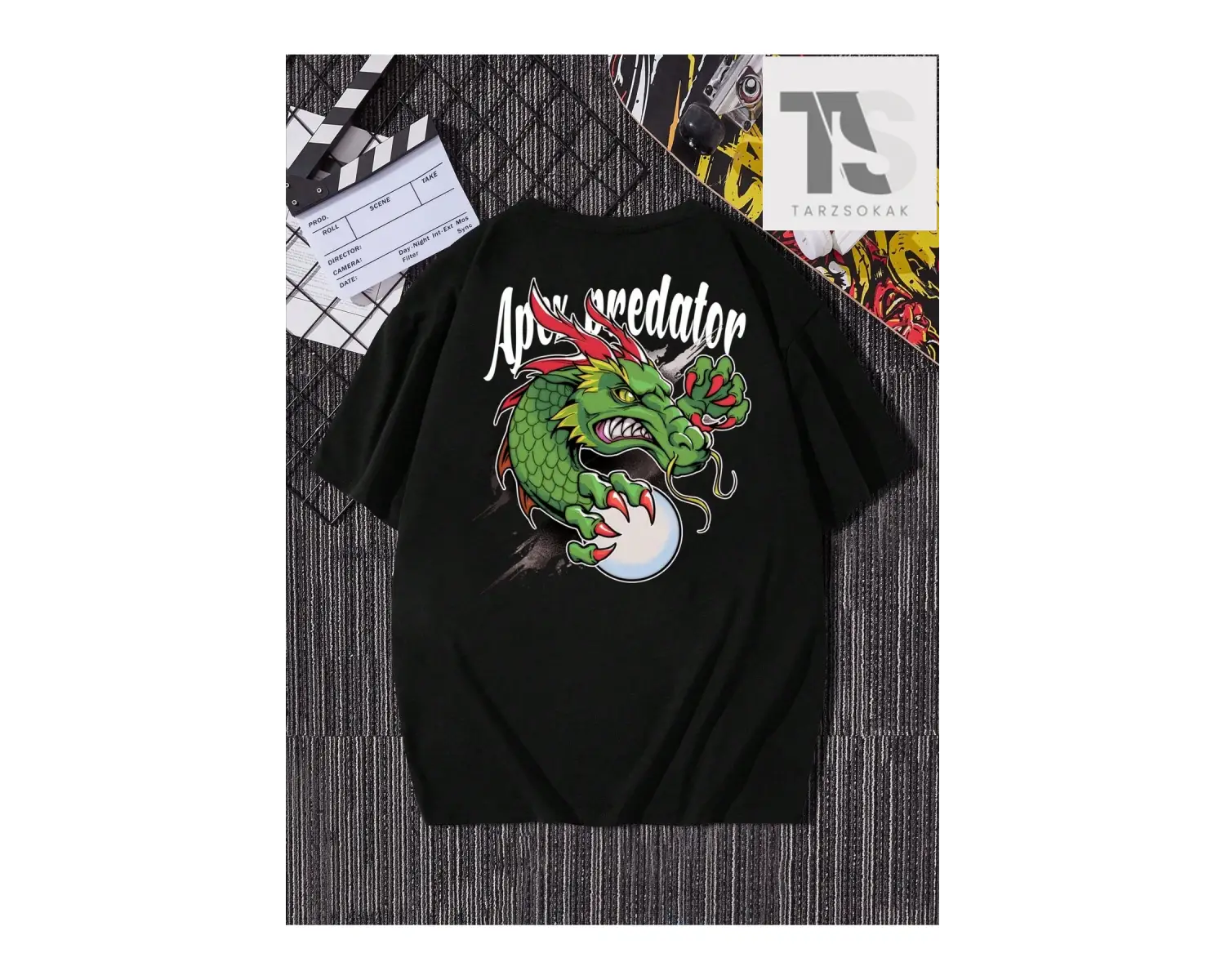 Siyah Örme Yuvarlak Yaka Kısa Kollu Erkek Tişört