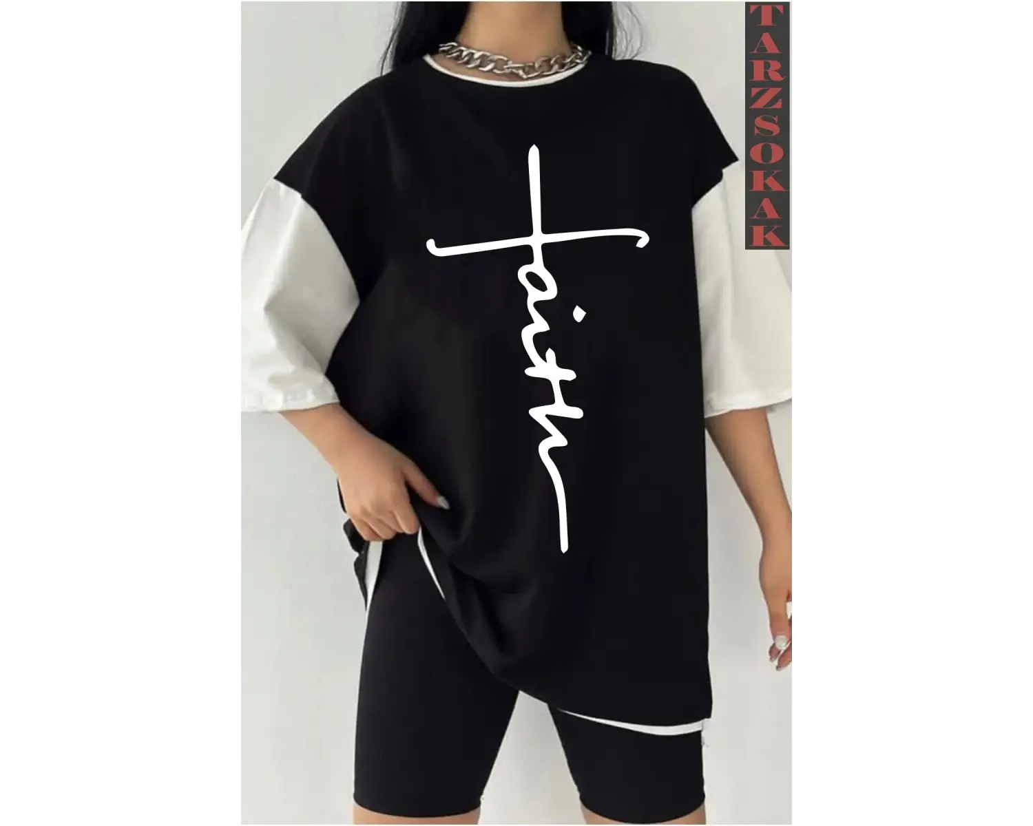 Siyah Oversize Baskılı Unisex Tshirt