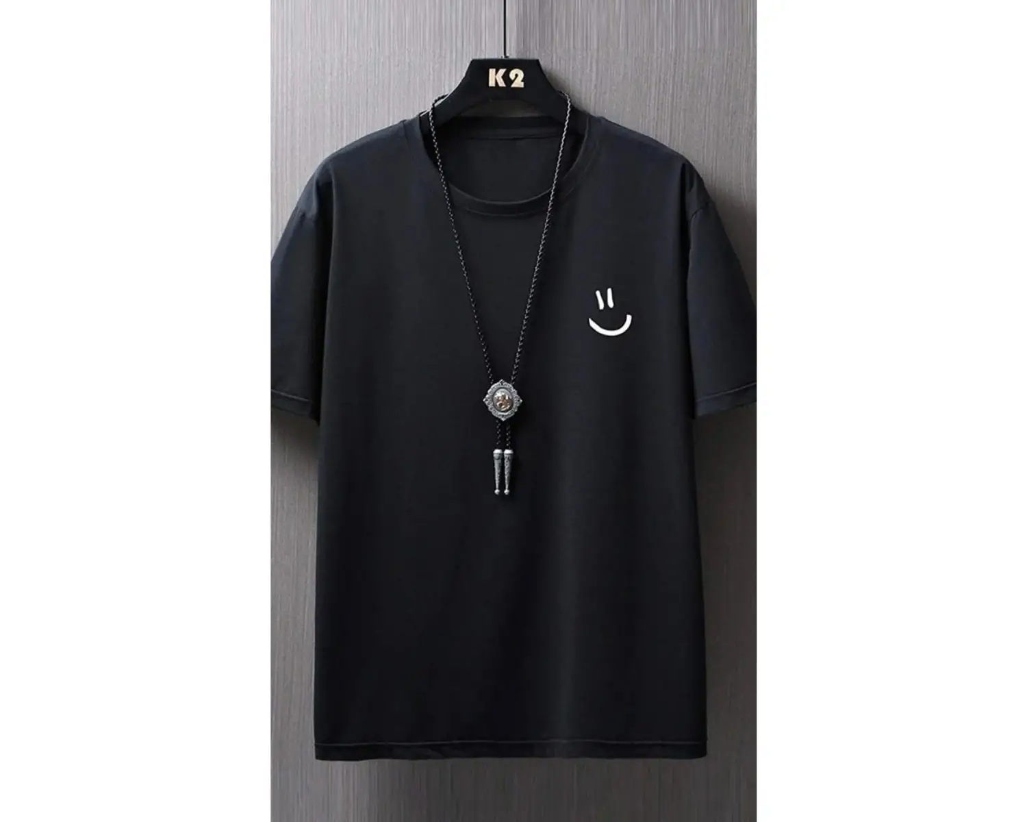 Siyah Oversize Minimal Baskılı Tshirt