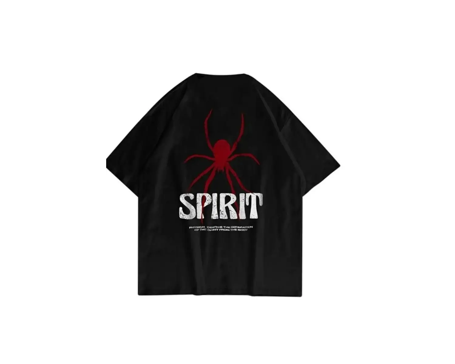 Siyah Oversize Spirit Baskılı Pamuklu Unisex Tshirt
