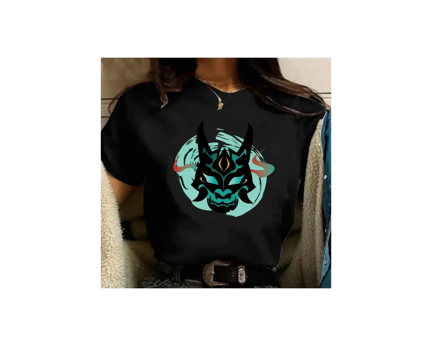 Siyah Paimon Genshin darbe Venti Xiao Diona dishirt Kaeya karikatür