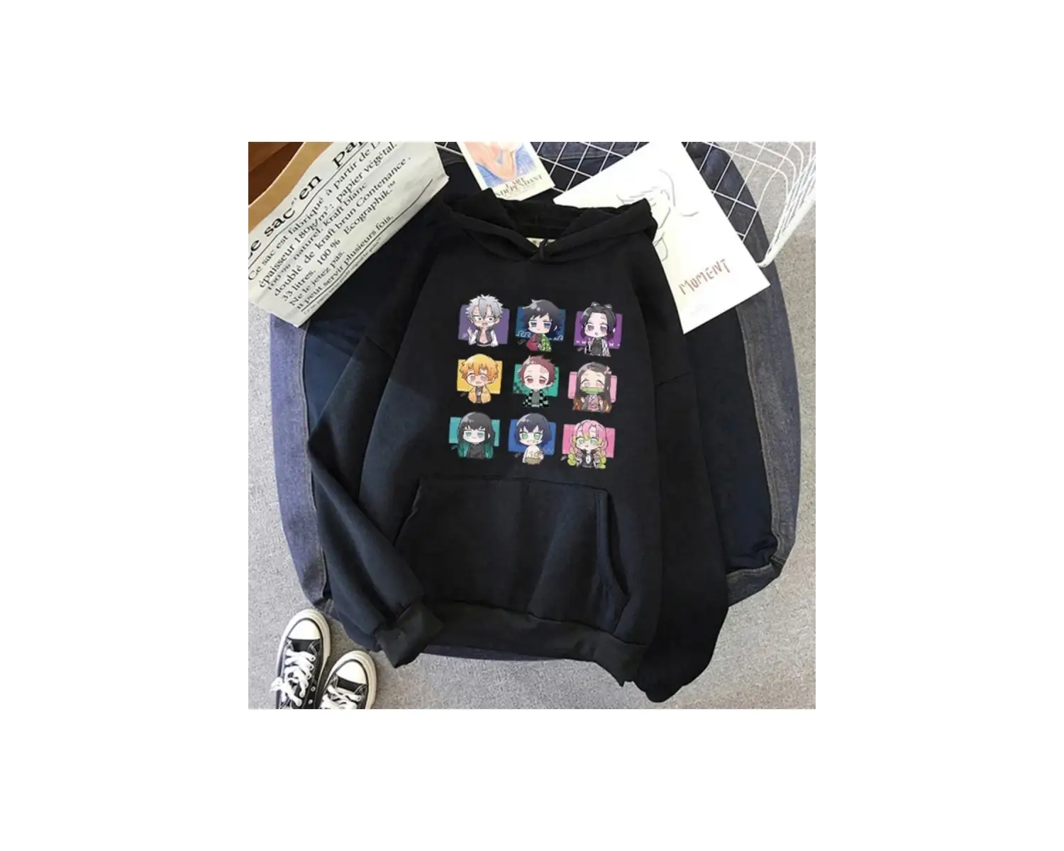 Siyah Sevimli Nezuko Anime baskı kadın şeytan Manga