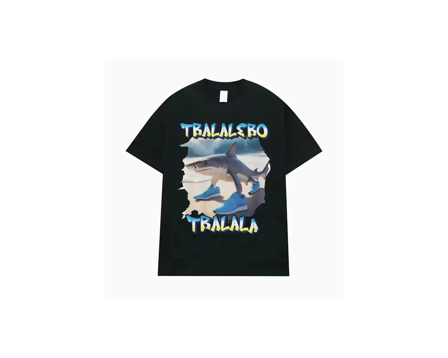 Siyah Tralalero Tralala Komik Köpekbalığı Meme Hediyeler Gotik Vintage T-s