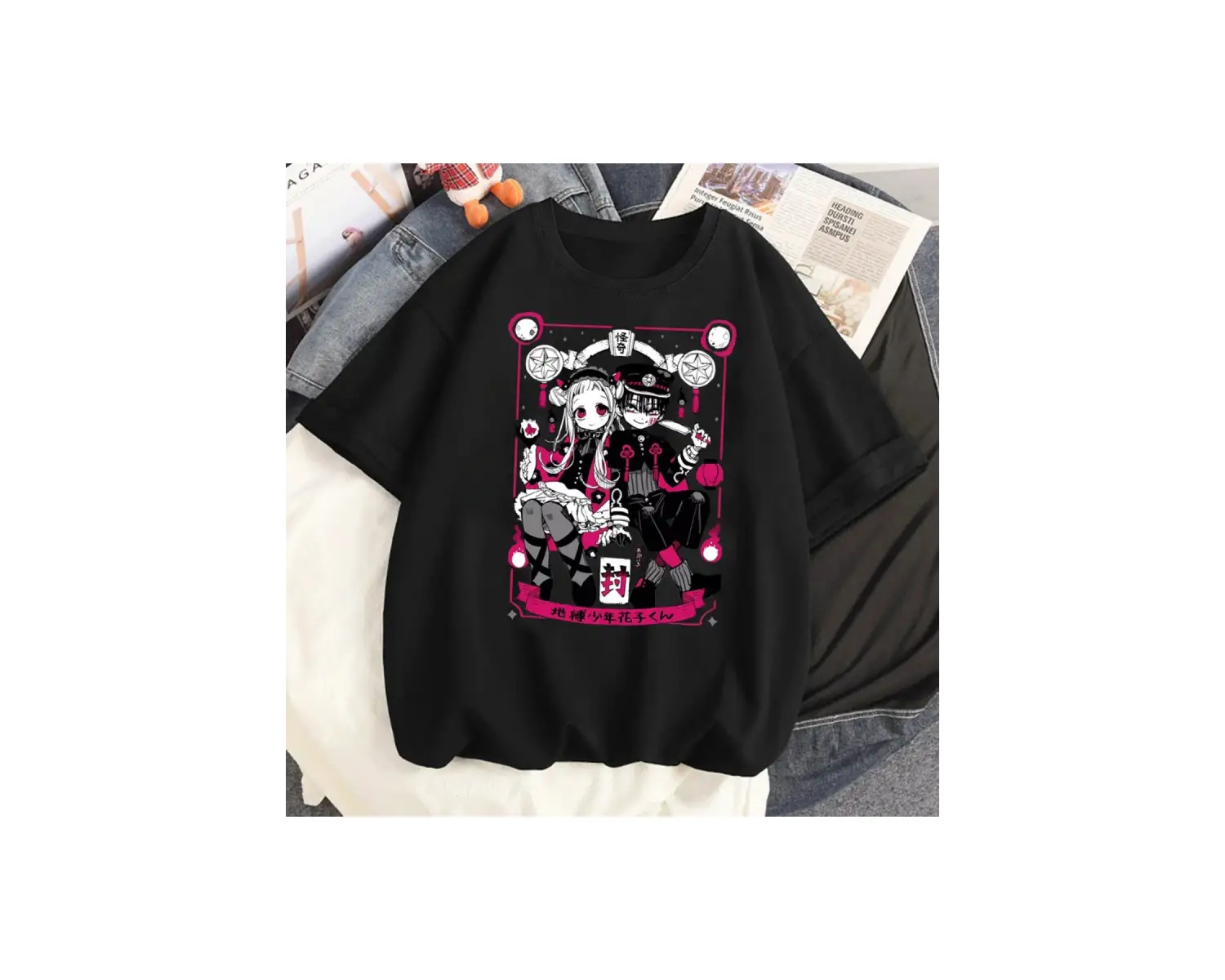 Siyah Tuvalet Bağlı Hanako Kun Kore Nefes Grafik Y2k Grunge Grafik Grunge