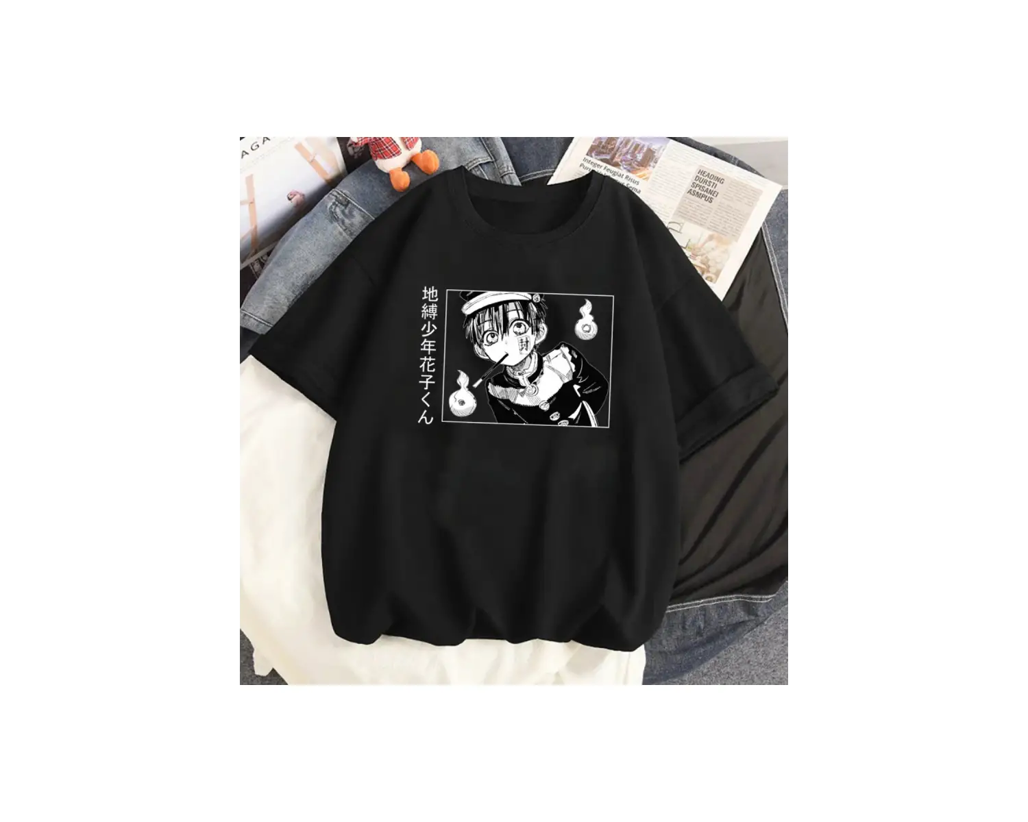 Siyah Tuvalet Bağlı Hanako Kun Kore Nefes Grafik Y2k Grunge Grafik Grunge