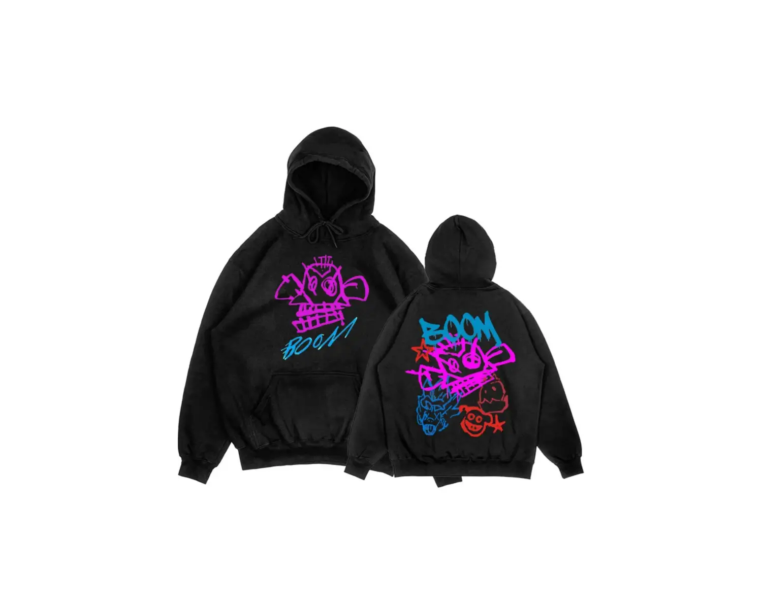 Siyah Unisex Arcane Jinx Boom Maymun Kapüşonlular video oyunu