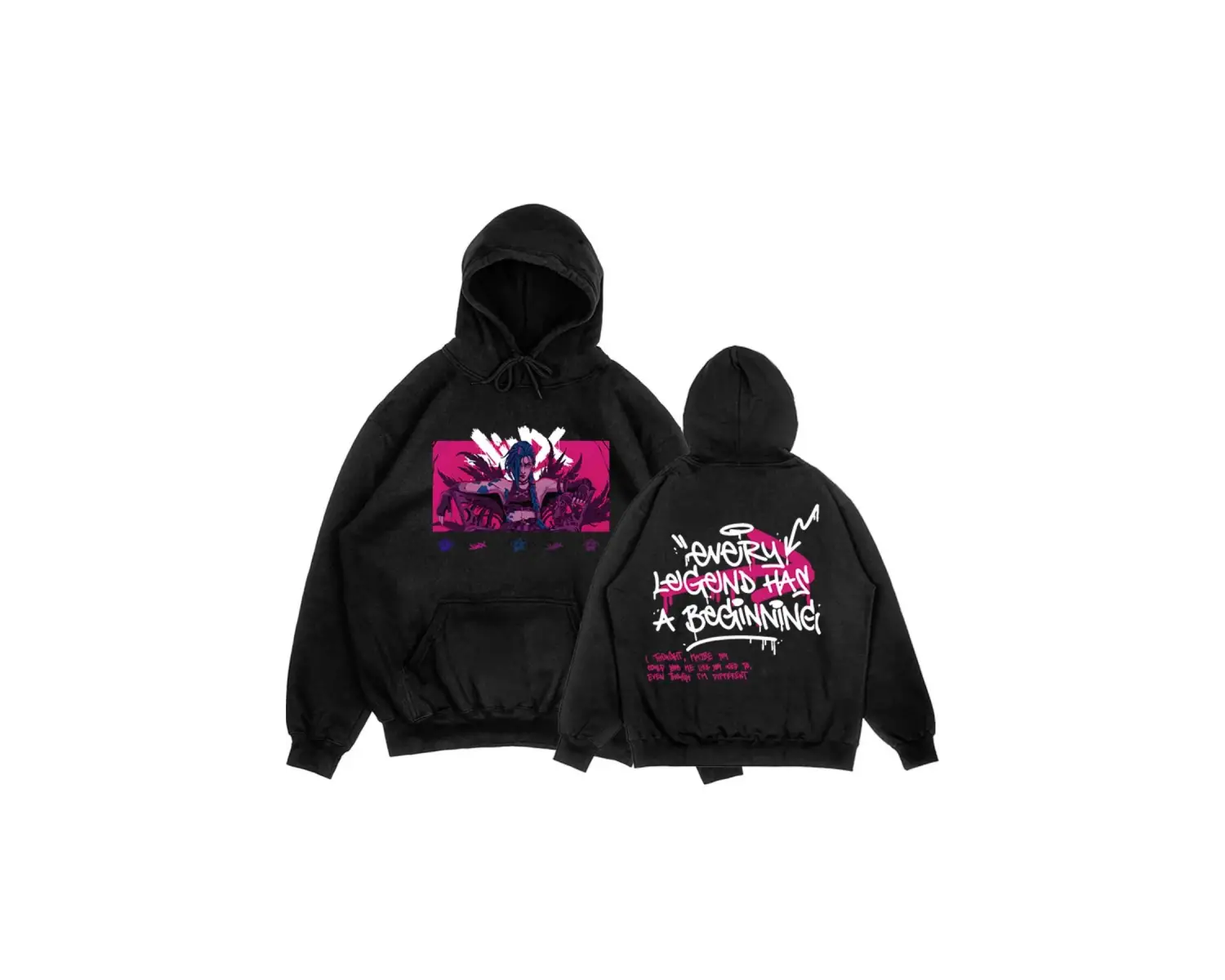 Siyah Unisex Arcane Jinx Boom Maymun Kapüşonlular video oyunu