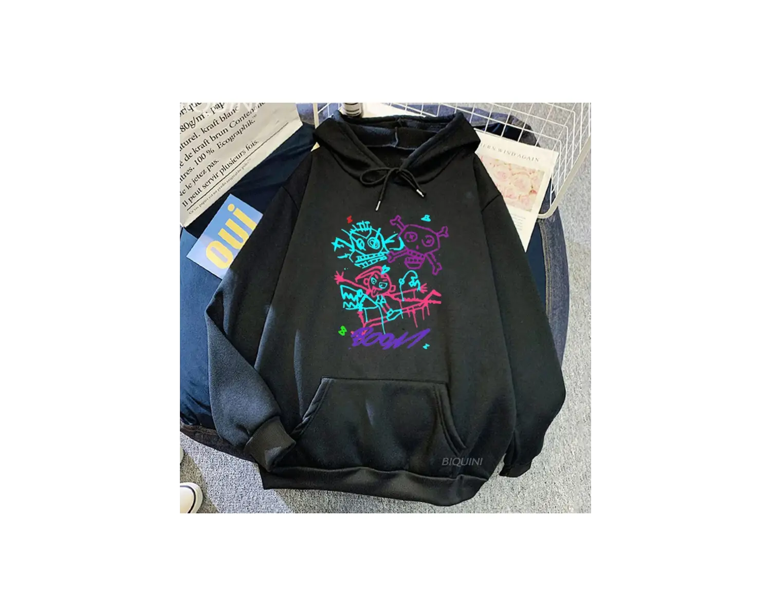 Siyah Unisex Arcane Jinx Boom Maymun Kapüşonlular video oyunu