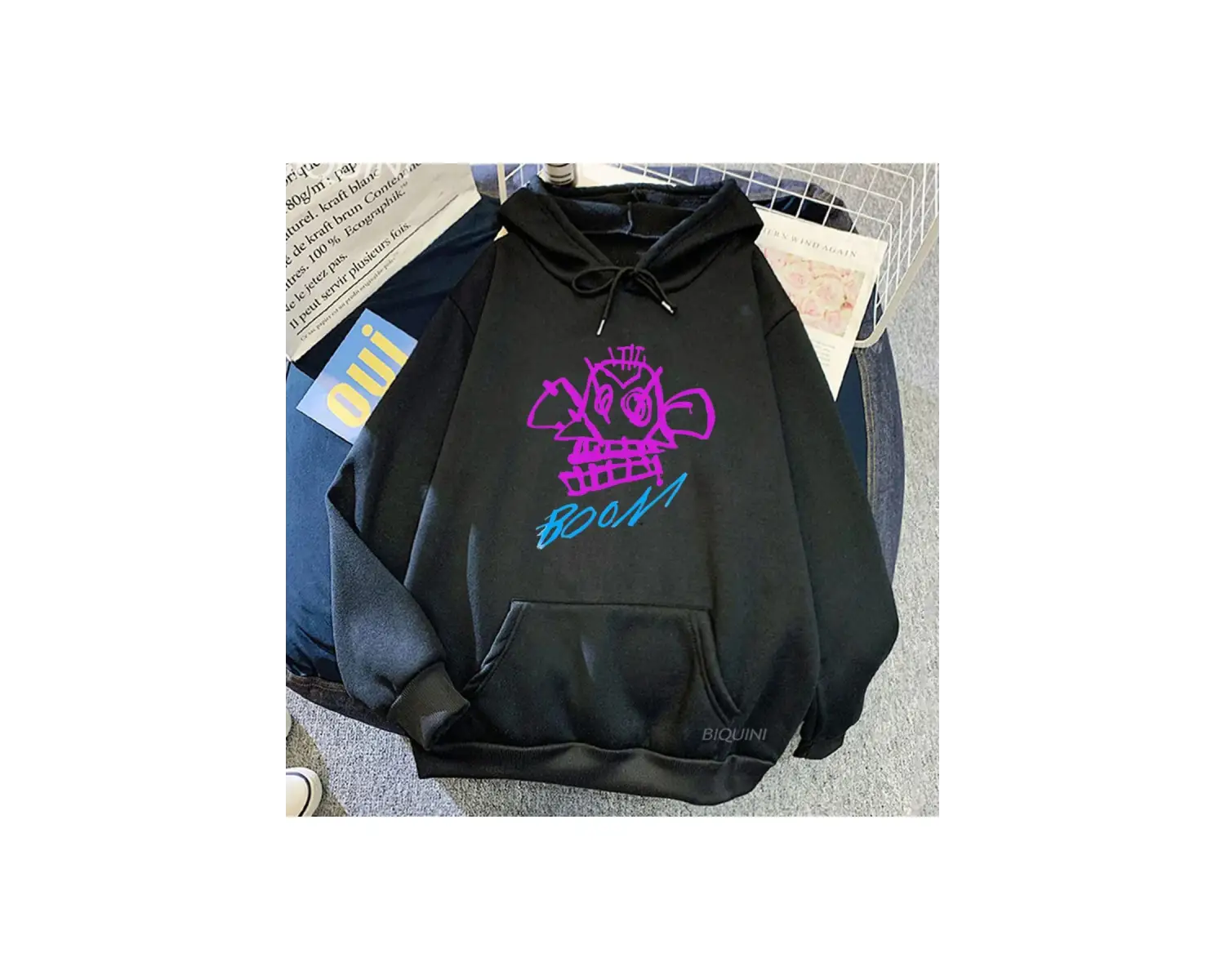 Siyah Unisex Arcane Jinx Boom Maymun Kapüşonlular video oyunu