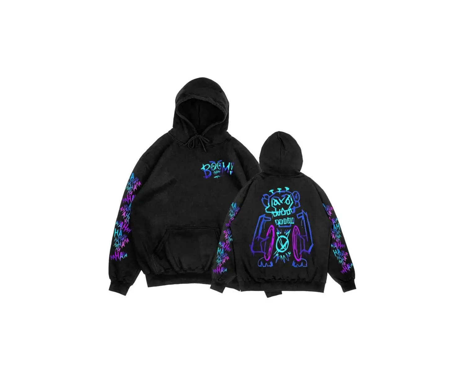 Siyah Unisex Arcane Jinx Boom Maymun Kapüşonlular video oyunu