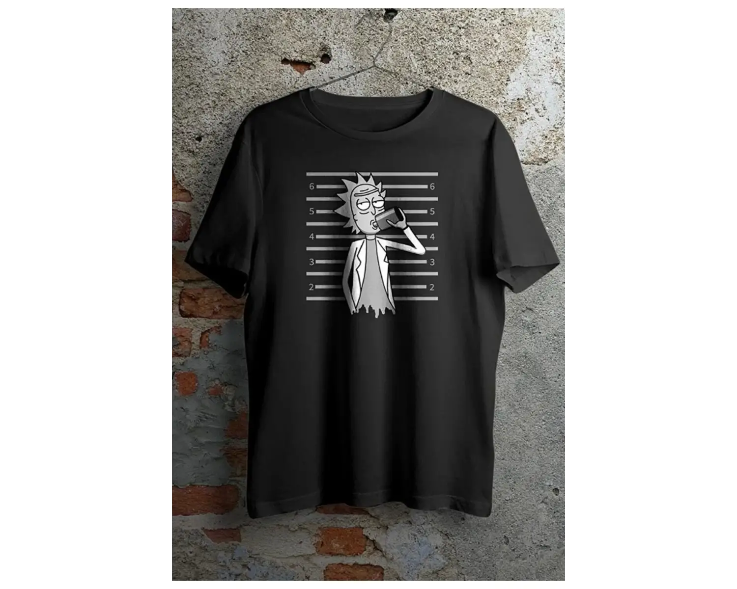 Siyah Unisex Rıck Baskı Oversıze Tshirt