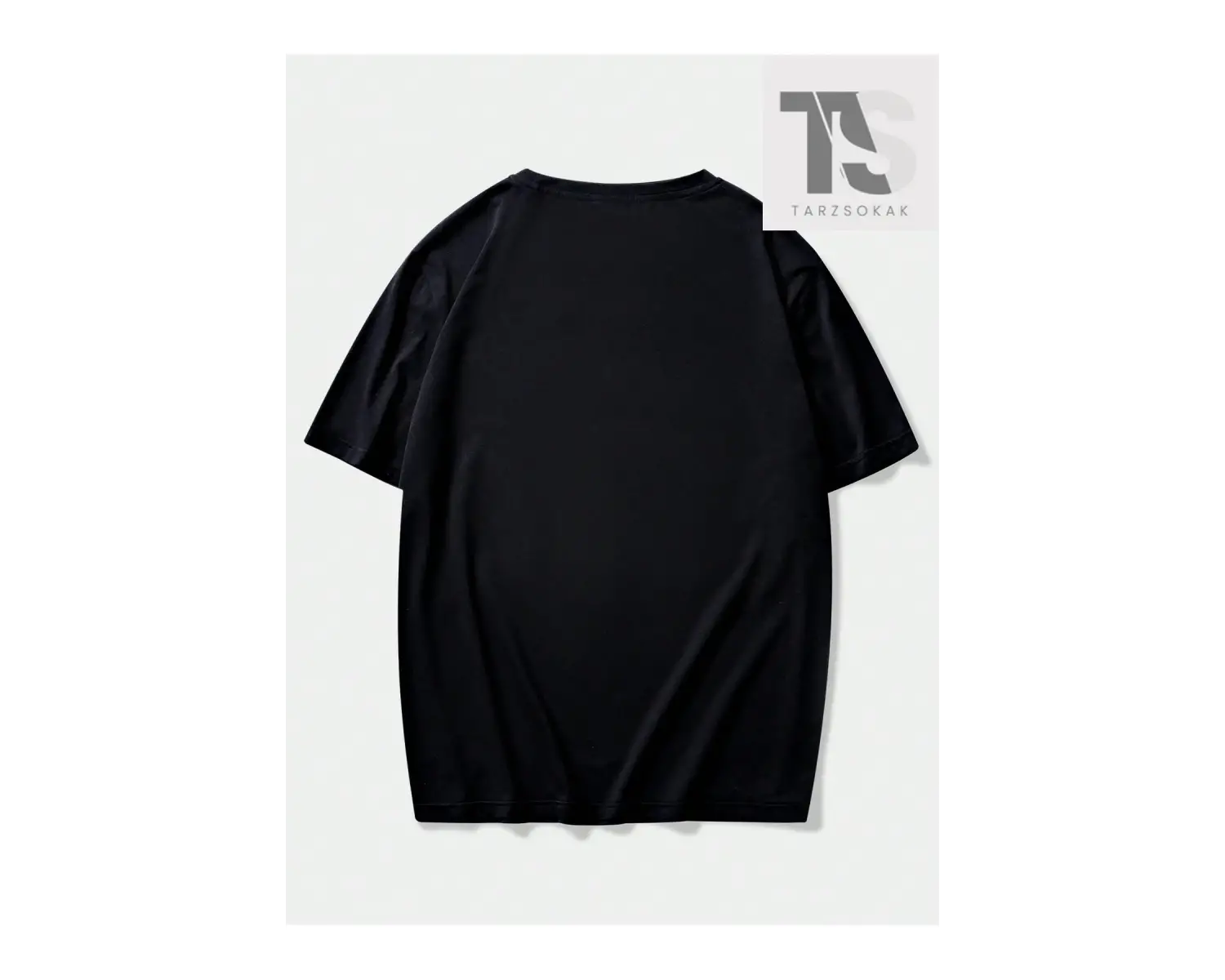 Siyah Yuvarlak Yaka Yazılı Baskılı Oversize Erkek Örme Tişört