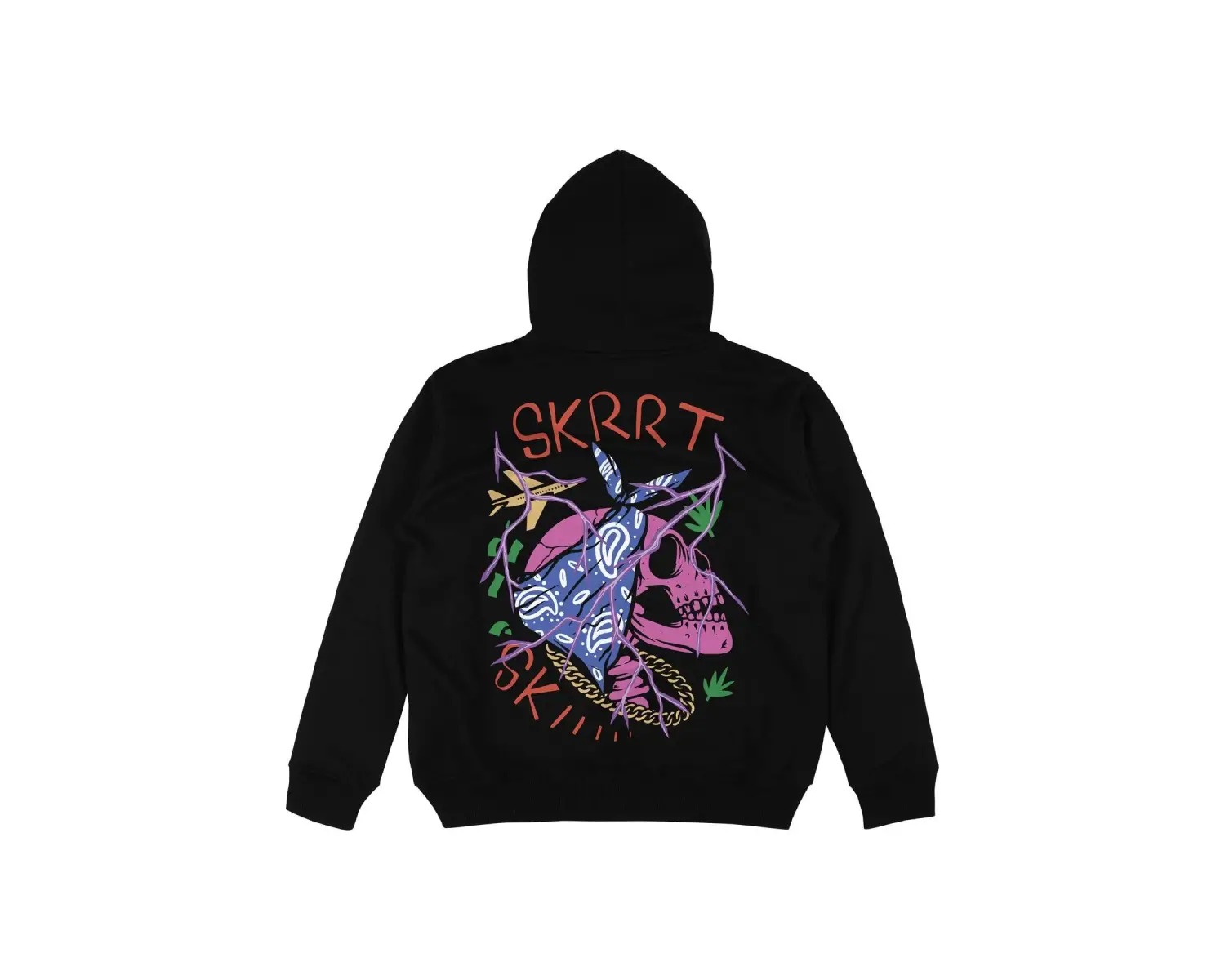 Skrrt Siyah Oversize Unisex Kapüşonlu Sweatshirt Hoodie