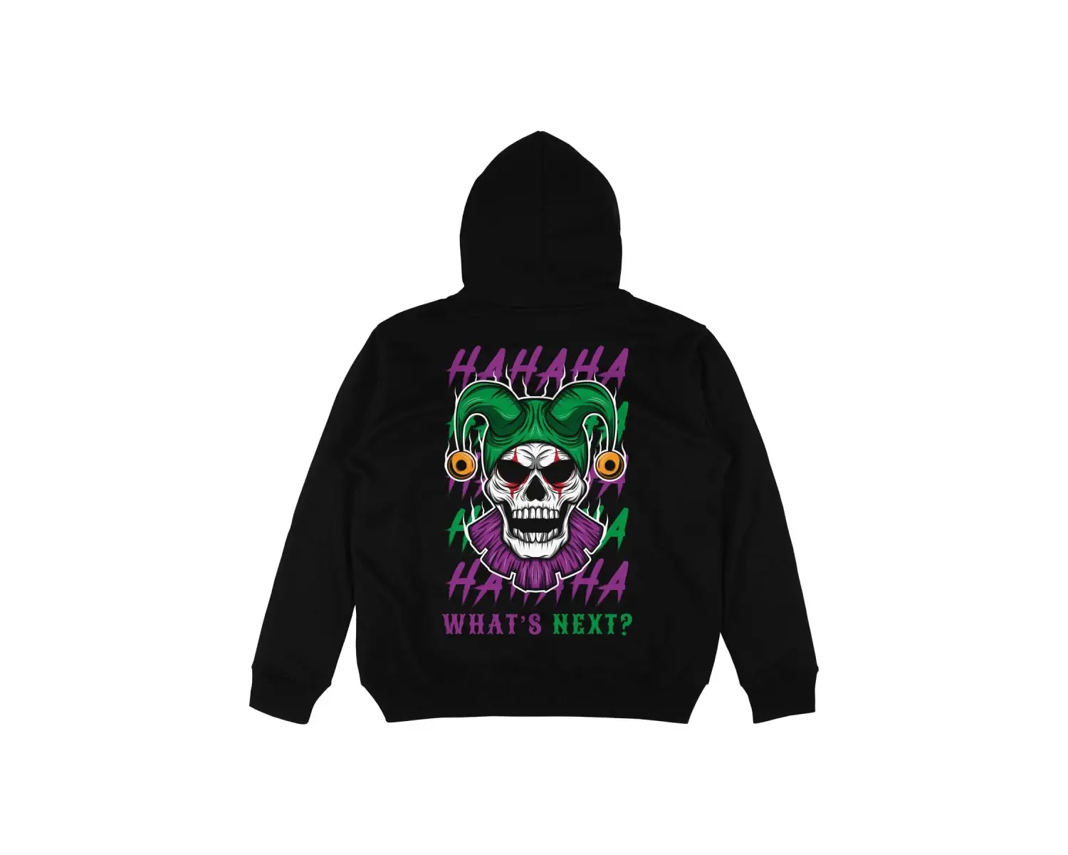 Skull Joker Siyah Oversize Unisex Kapüşonlu Sweatshirt Hoodie