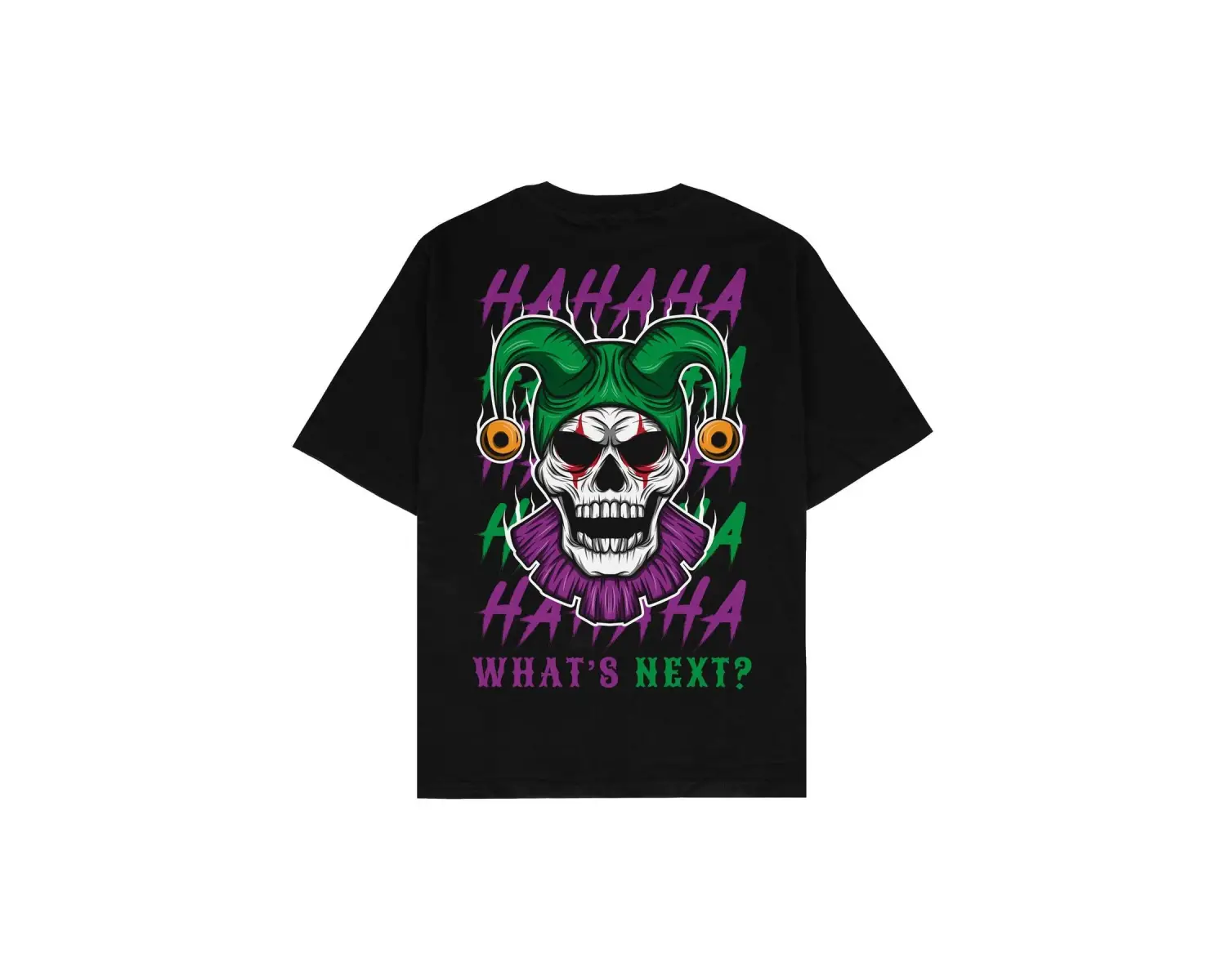 Skull Joker Siyah Oversize Unisex T-shirt