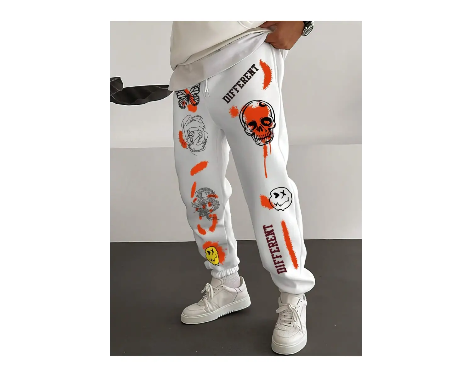 Skull  Letter Graphic Drawstring Waist Eşofman Altı