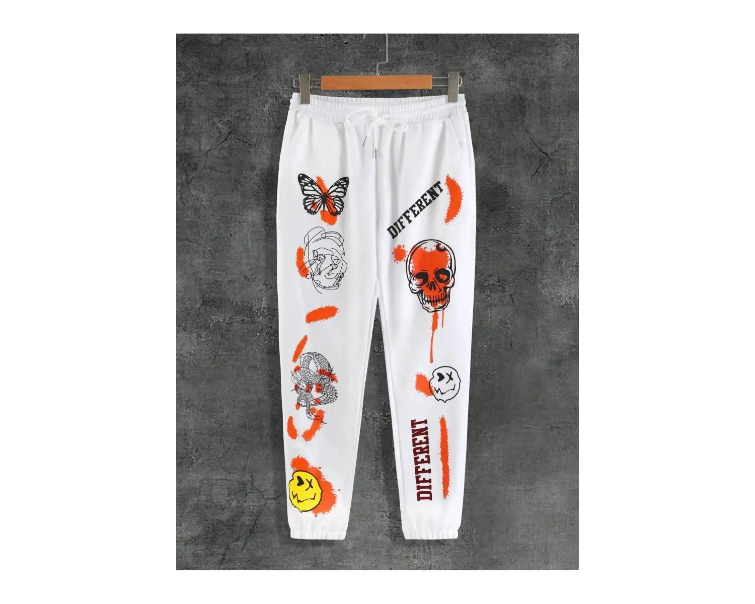 Skull  Letter Graphic Drawstring Waist Eşofman Altı