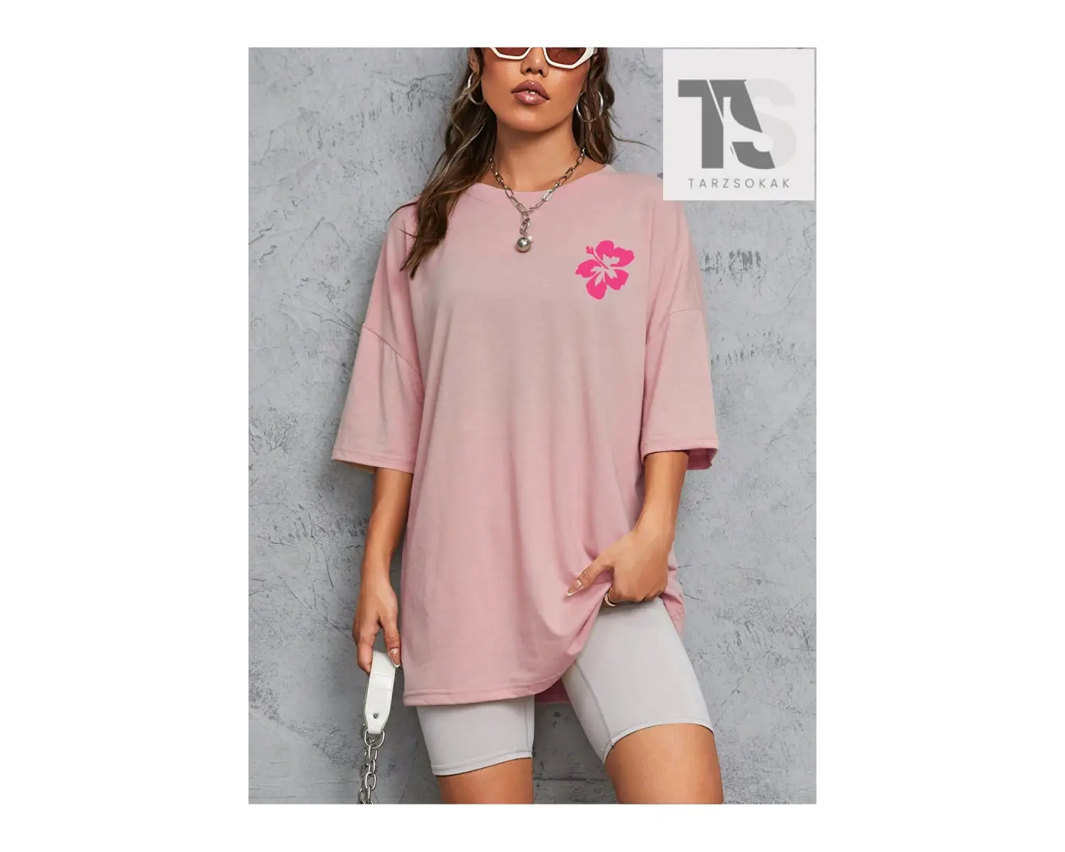 Slayr Dudak ve Slogan Grafikli Düşük Omuz Tişörtü