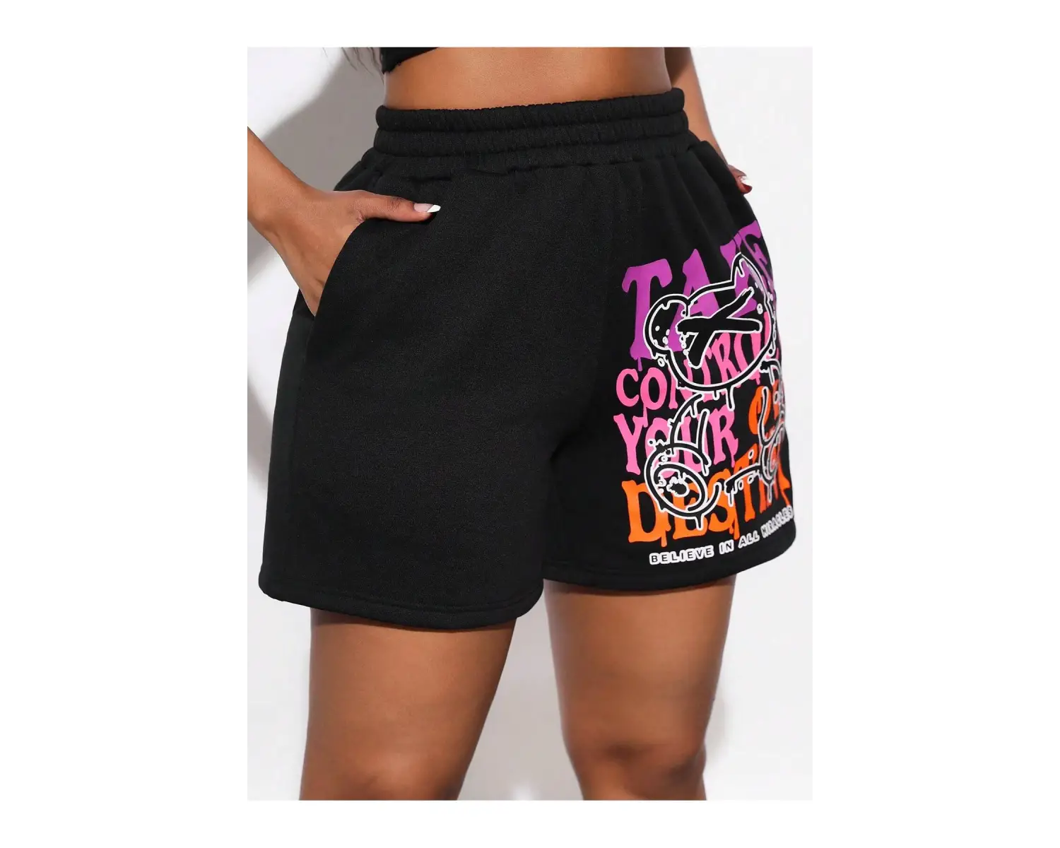 Slayr Slogan Graphic Elastic Waist Şort